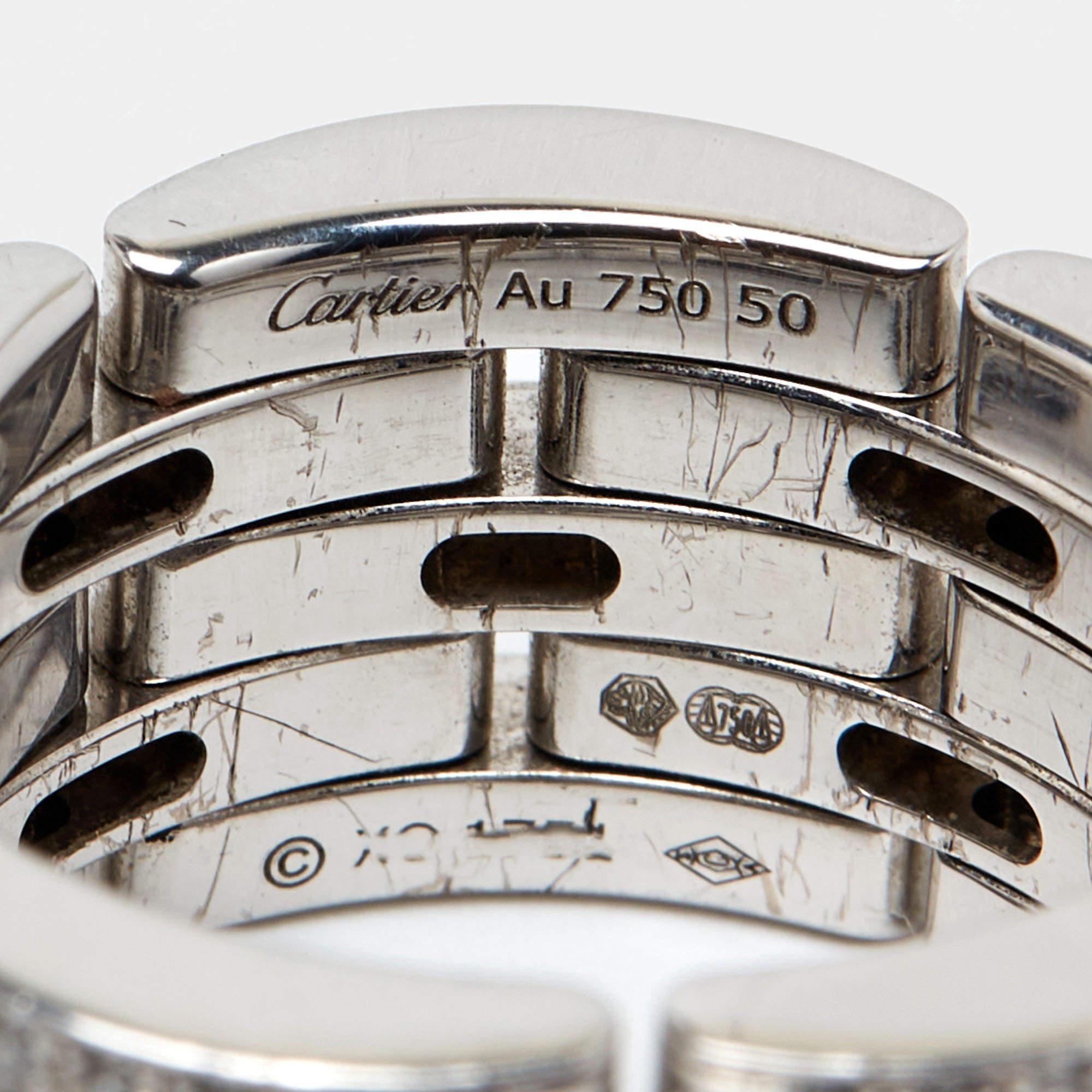 Cartier Maillon Panthère Diamond 18K White Gold 5 Row Ring Size 50 2