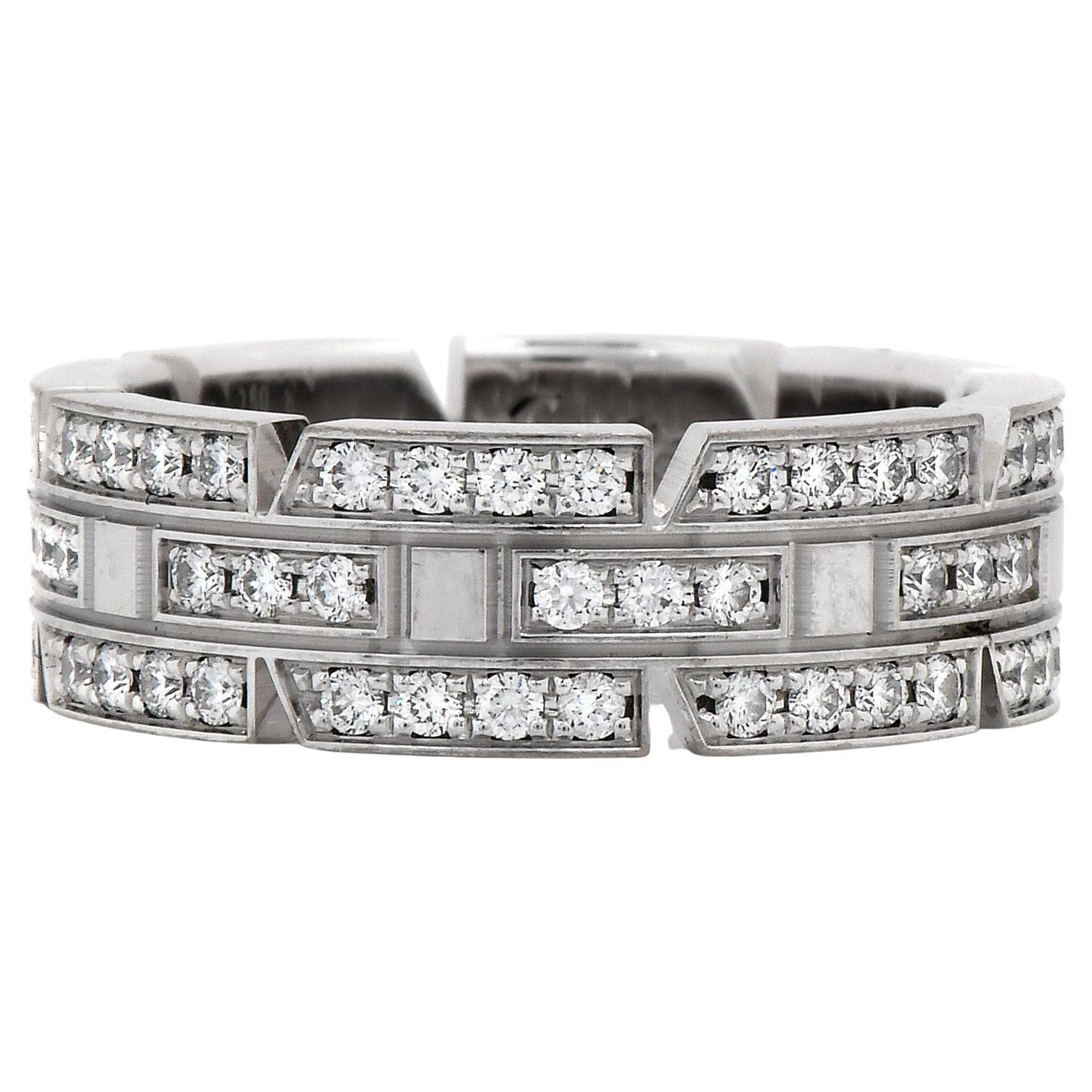 Cartier Maillon Panthere Diamond 18k White Gold Ladies Band Ring For Sale