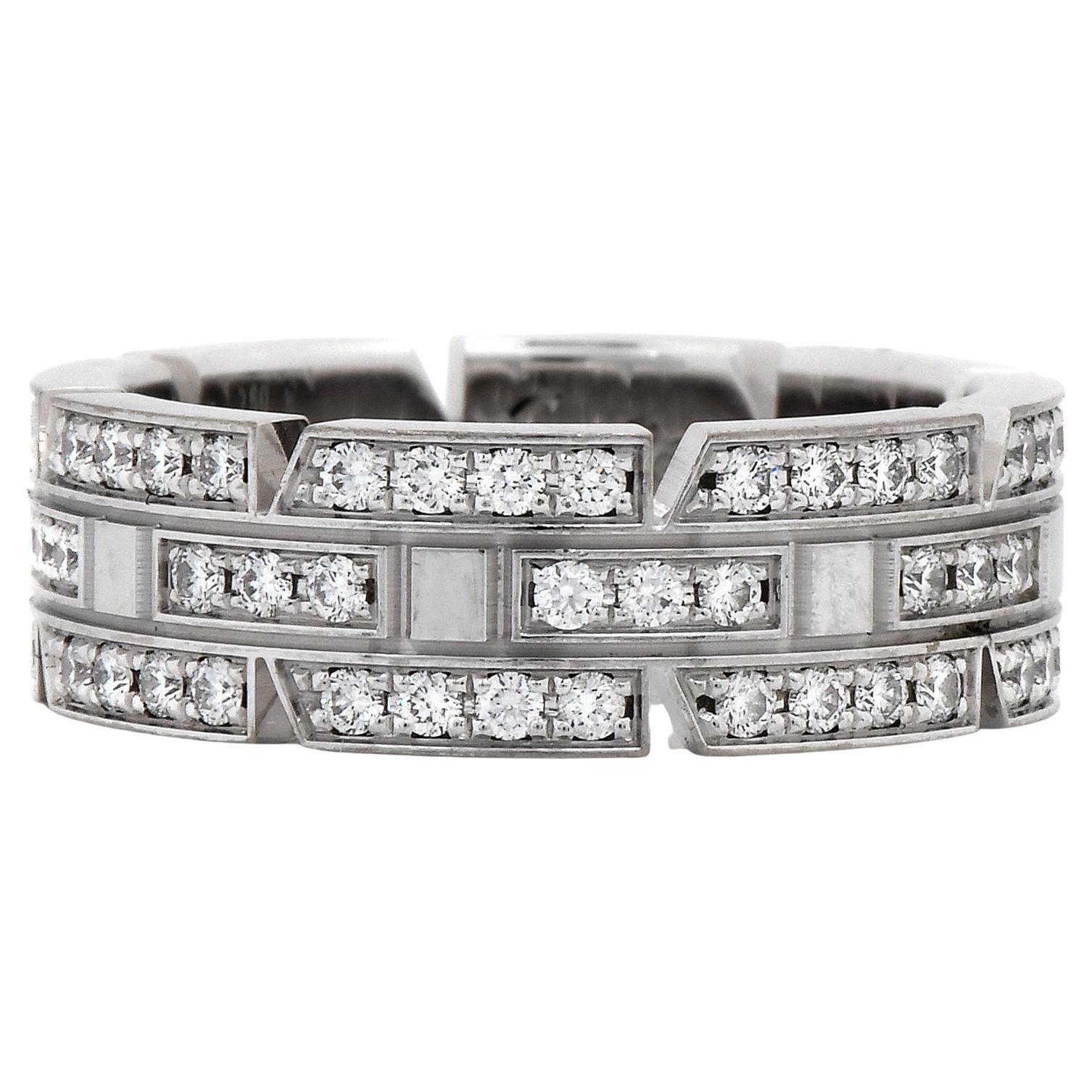 Anillo Cartier Maillon Panthere Diamante Oro Blanco 18k Señoras