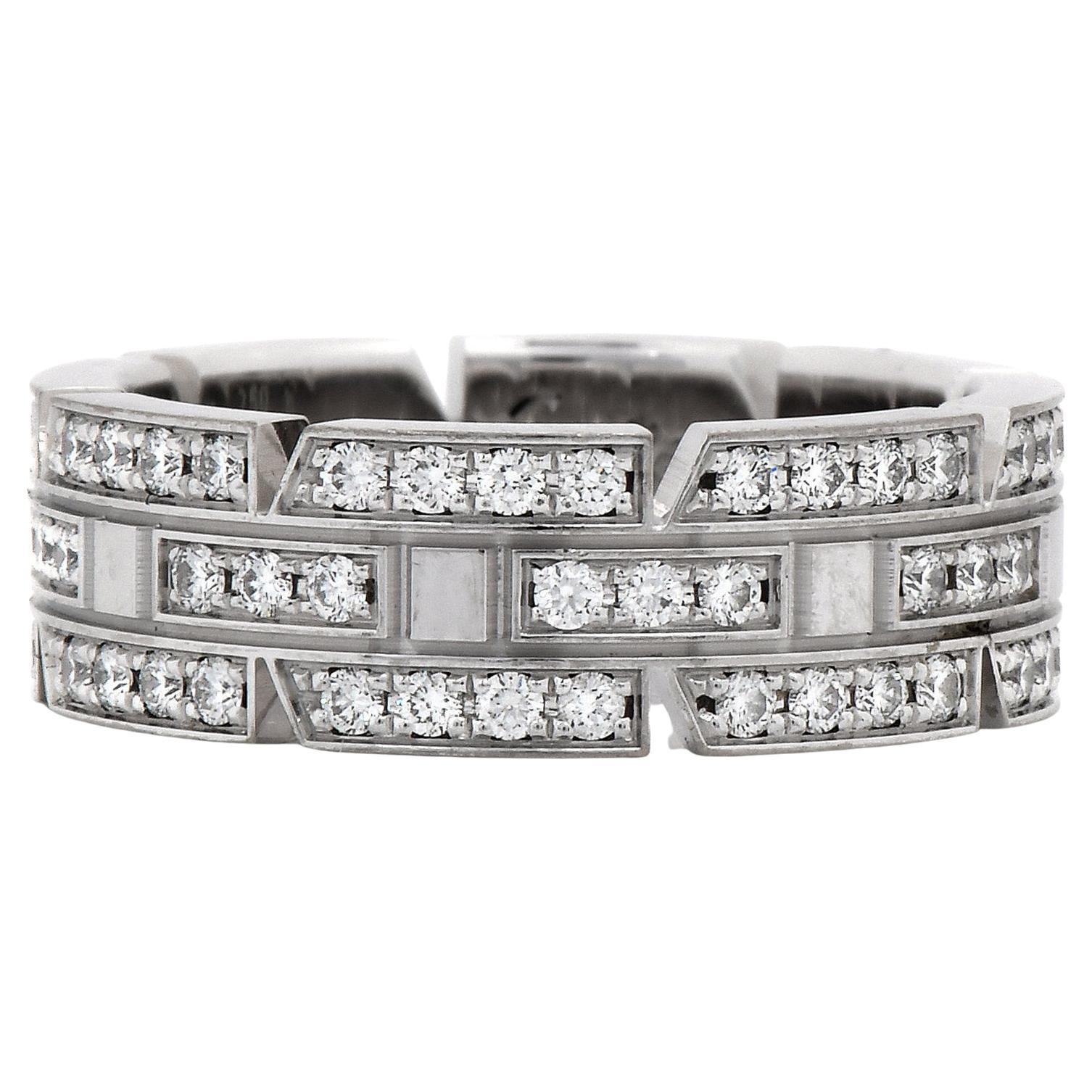 Cartier Maillon Panthere Diamond 18k White Gold Ladies Band Ring