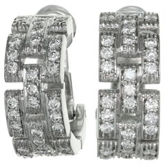 Cartier Maillon Panthere Diamond 18k White Gold Wrap Earrings Box