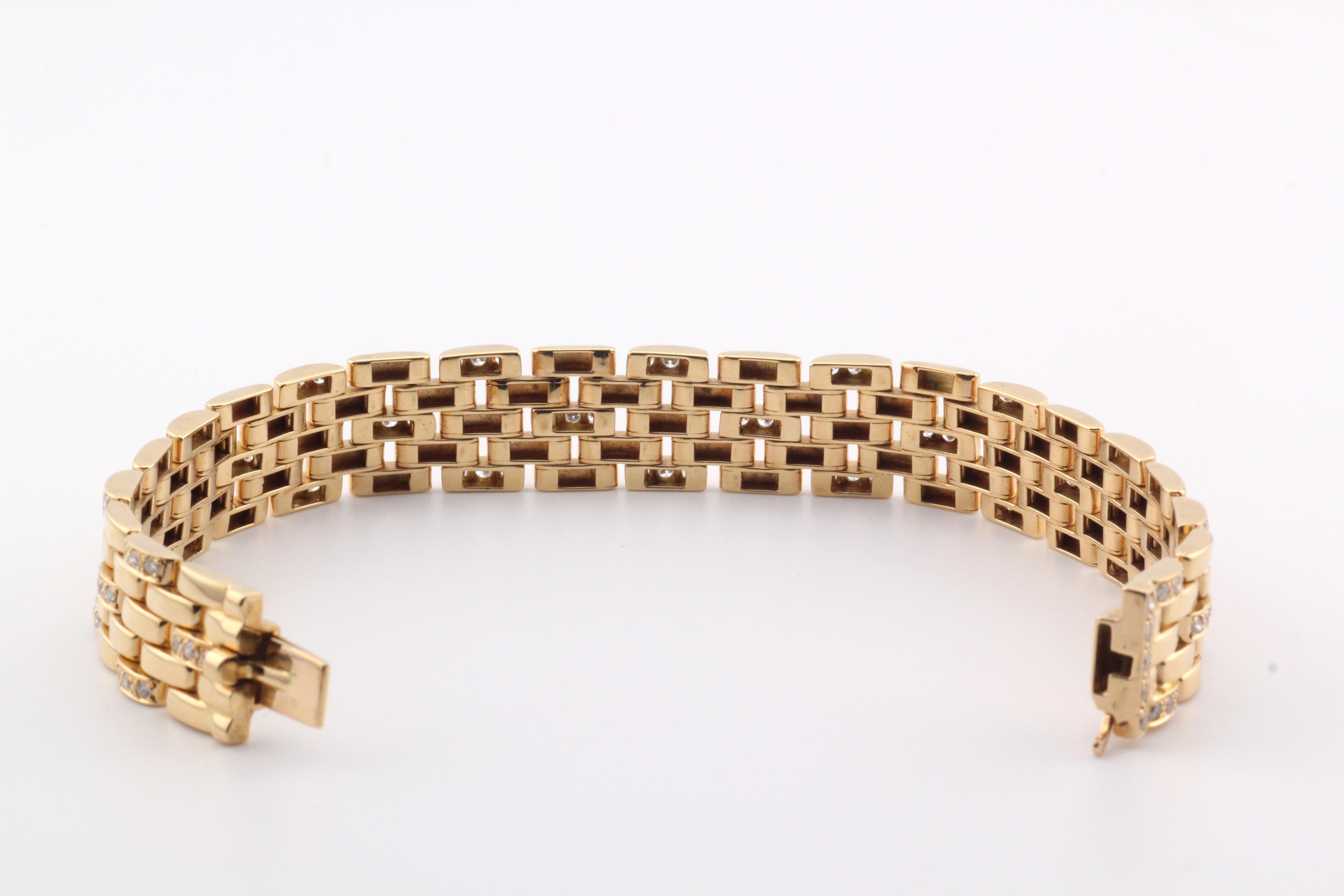 Cartier Bracelet à 5 rangées de maillons de panthère en or jaune 18 carats et diamants en vente 1