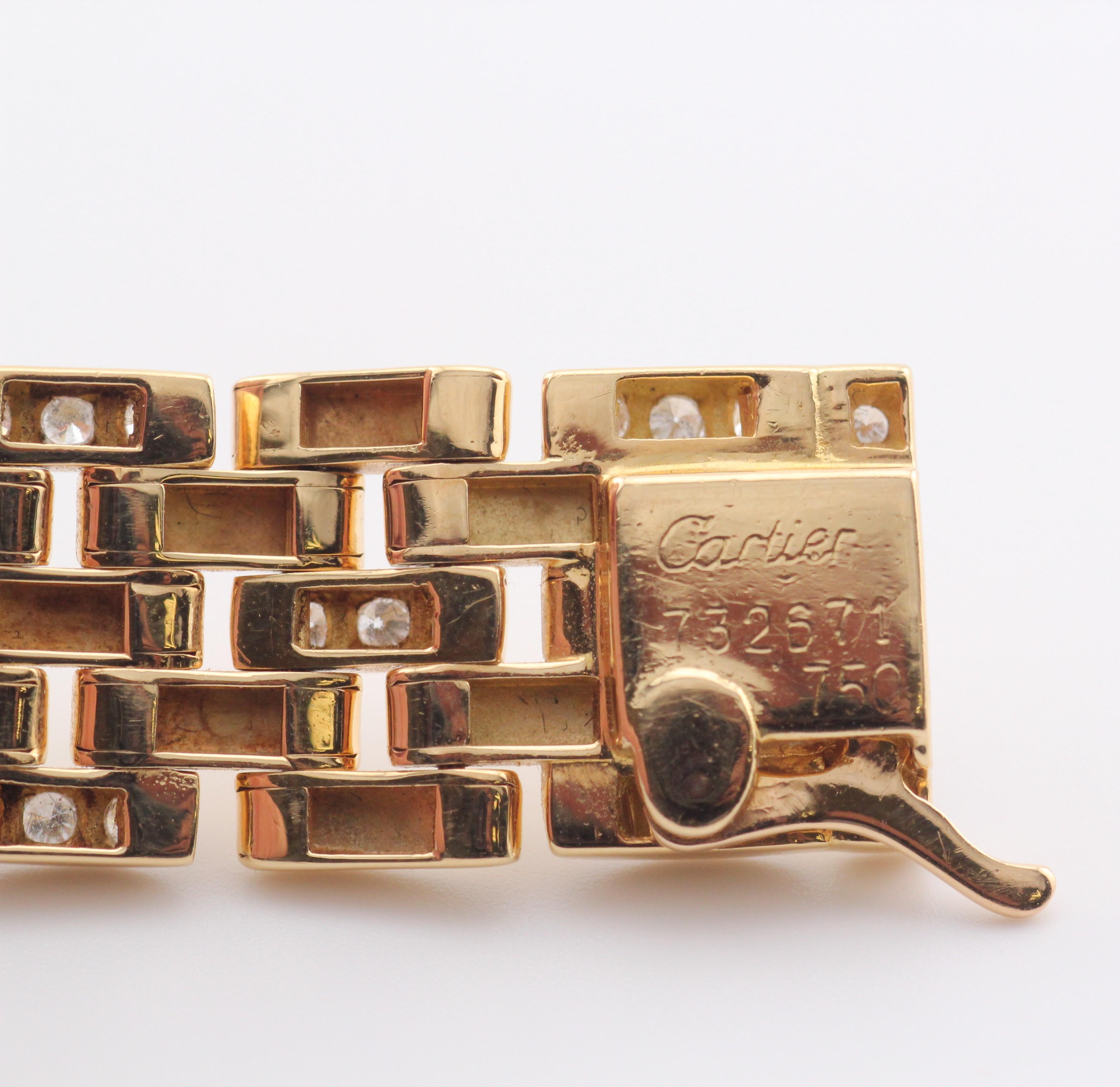 Cartier Bracelet à 5 rangées de maillons de panthère en or jaune 18 carats et diamants en vente 2