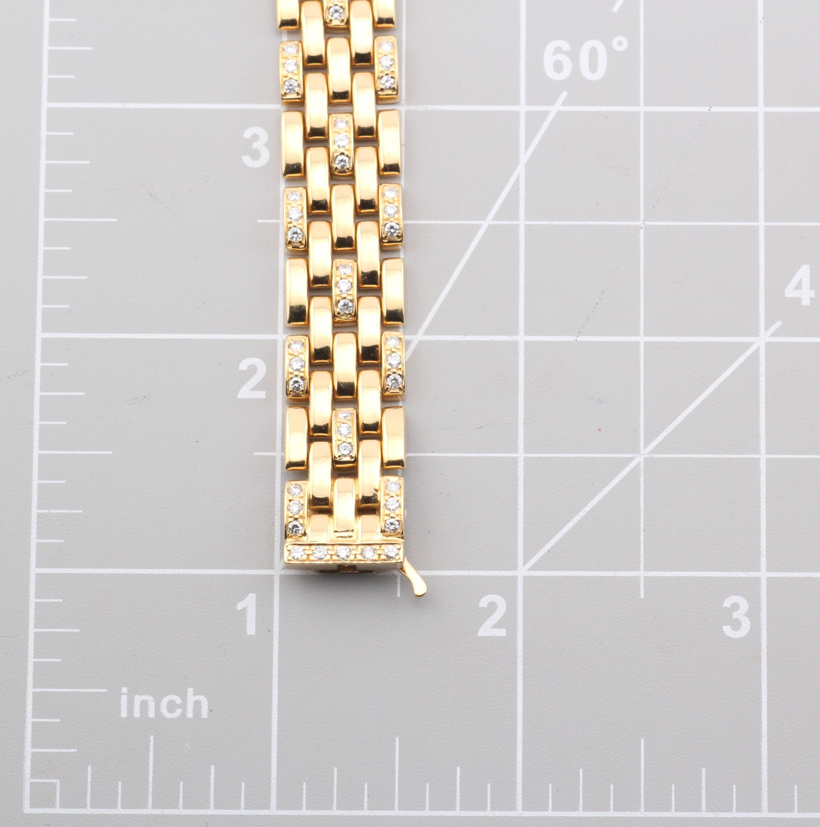 Cartier Bracelet à 5 rangées de maillons de panthère en or jaune 18 carats et diamants en vente 3