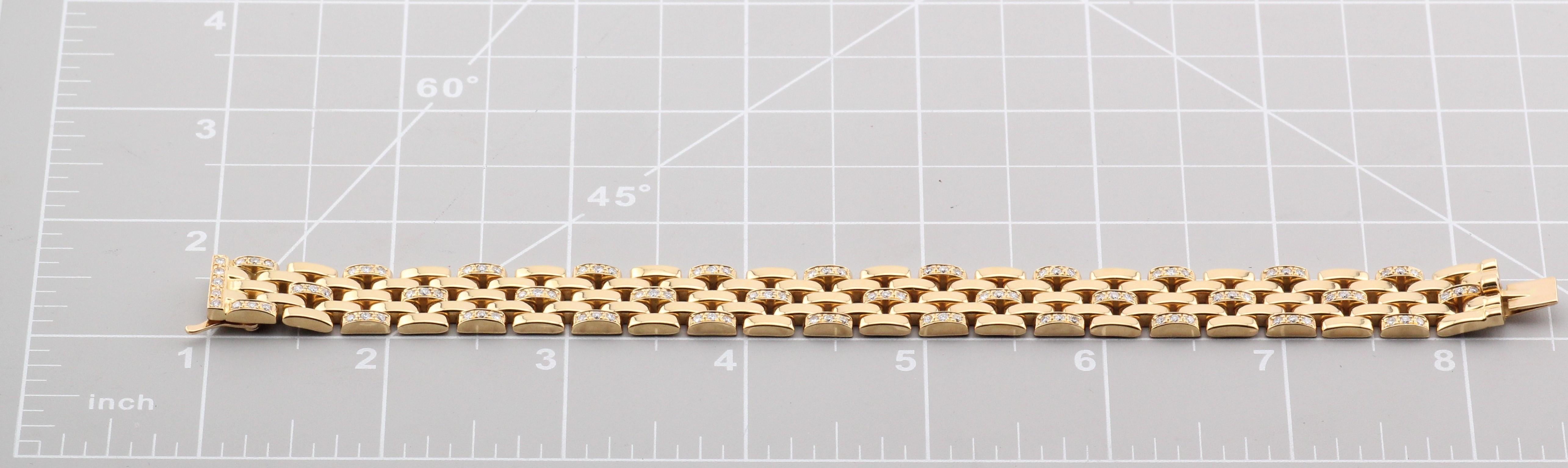 Cartier Bracelet à 5 rangées de maillons de panthère en or jaune 18 carats et diamants en vente 4