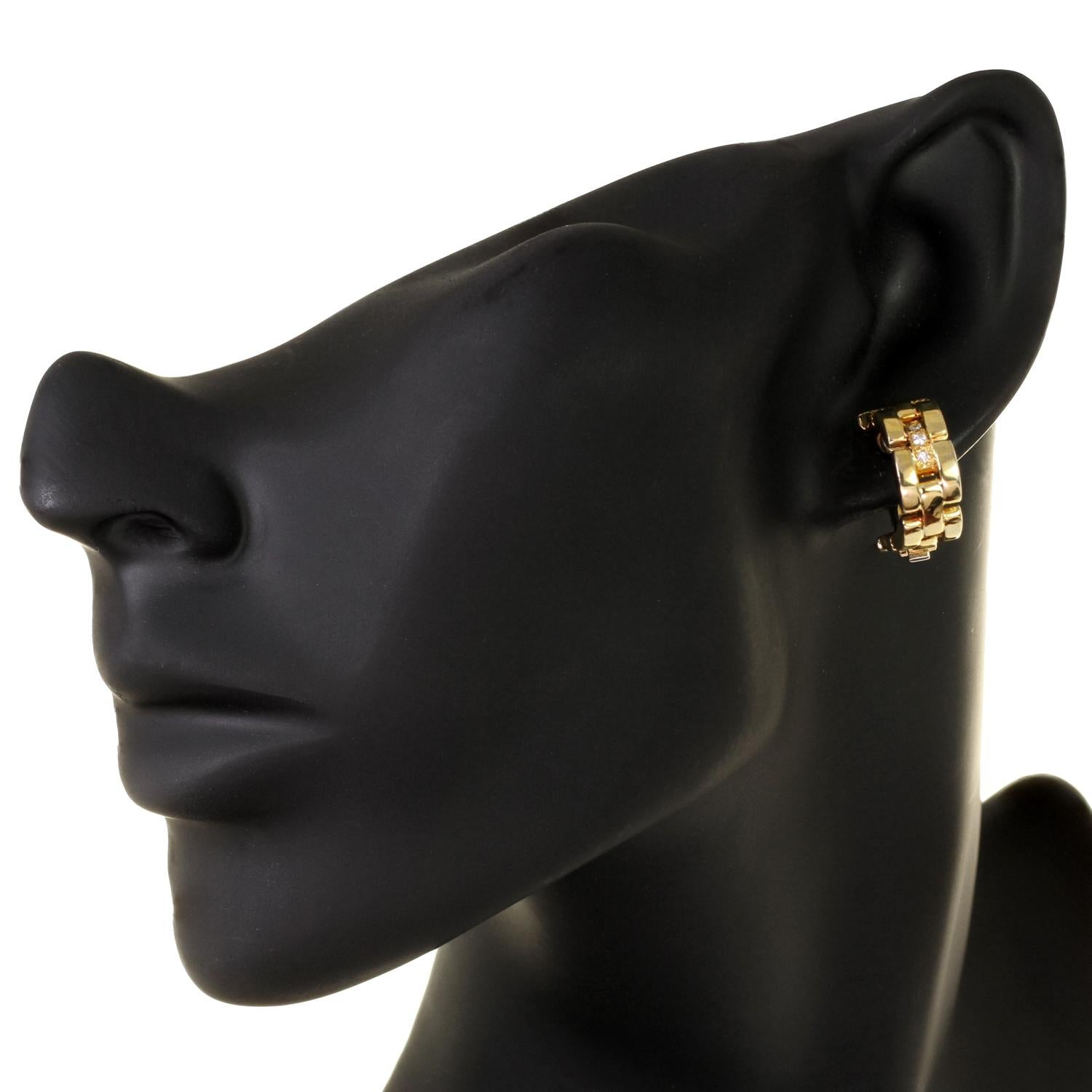 CARTIER Maillon Panthere Diamant-Ohrringe aus 18 Karat Gelbgold im Angebot 1