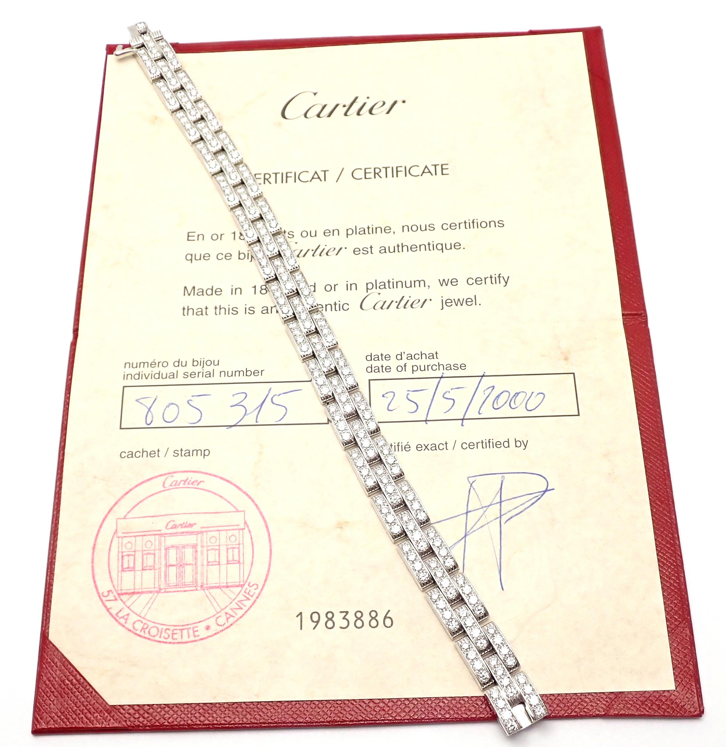 Cartier Maillon Panthere Diamond 3-Row White Gold Bracelet In Excellent Condition In Holland, PA