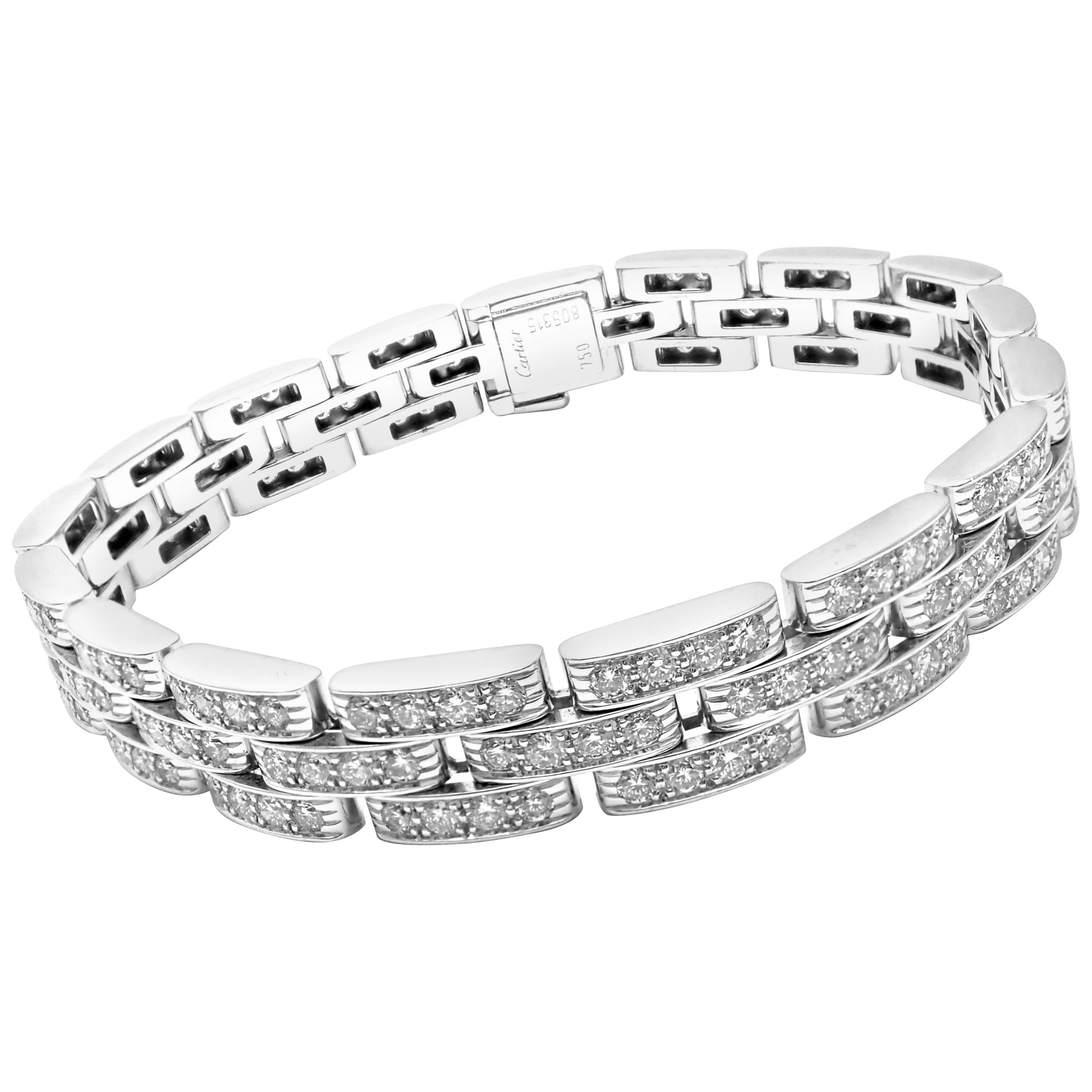 Cartier Maillon Panthere Diamond 3-Row White Gold Bracelet