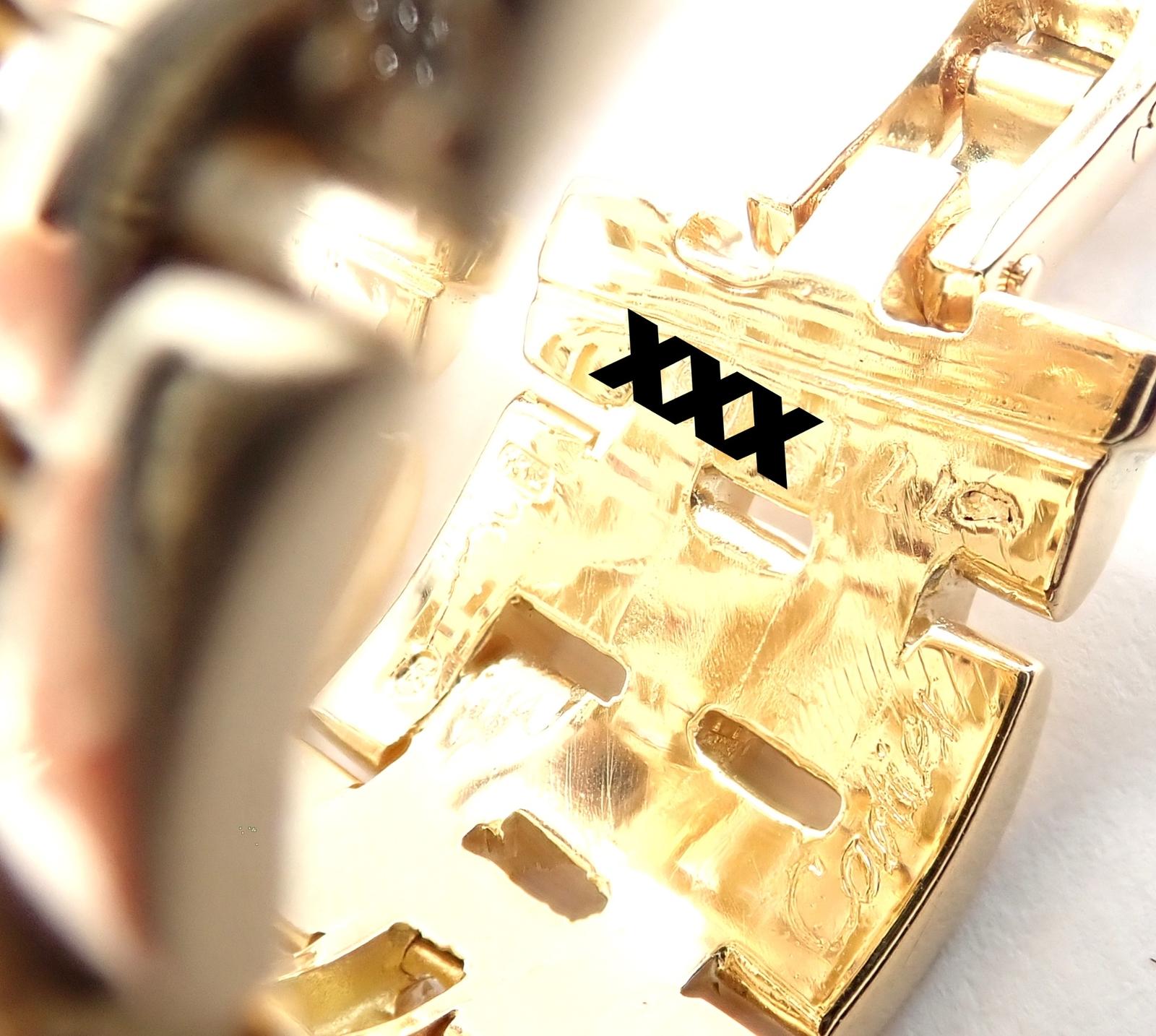 Cartier Maillon Panthere Diamond 5 Row Hoop Yellow Gold Earrings For Sale 5