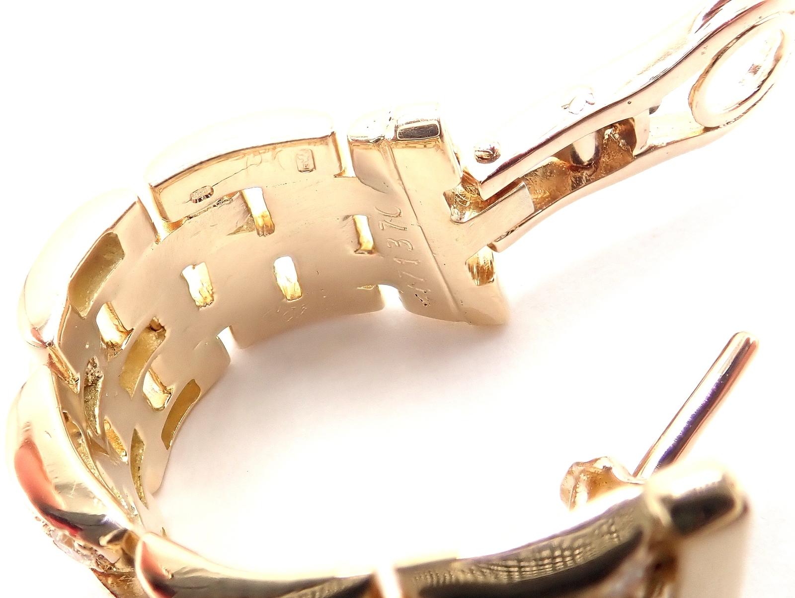 Cartier Maillon Panthere Diamond 5 Row Hoop Yellow Gold Earrings For Sale 6