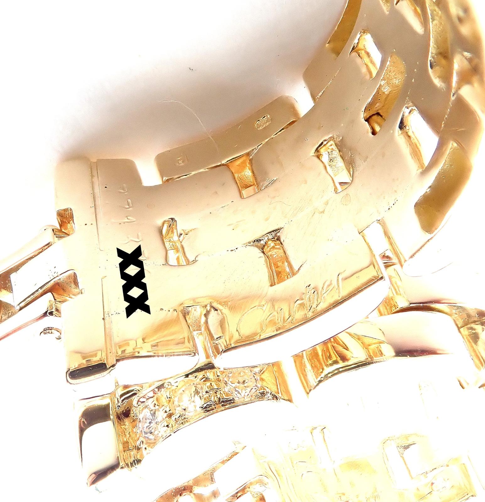 Cartier Maillon Panthere Diamond 5 Row Hoop Yellow Gold Earrings For Sale 8