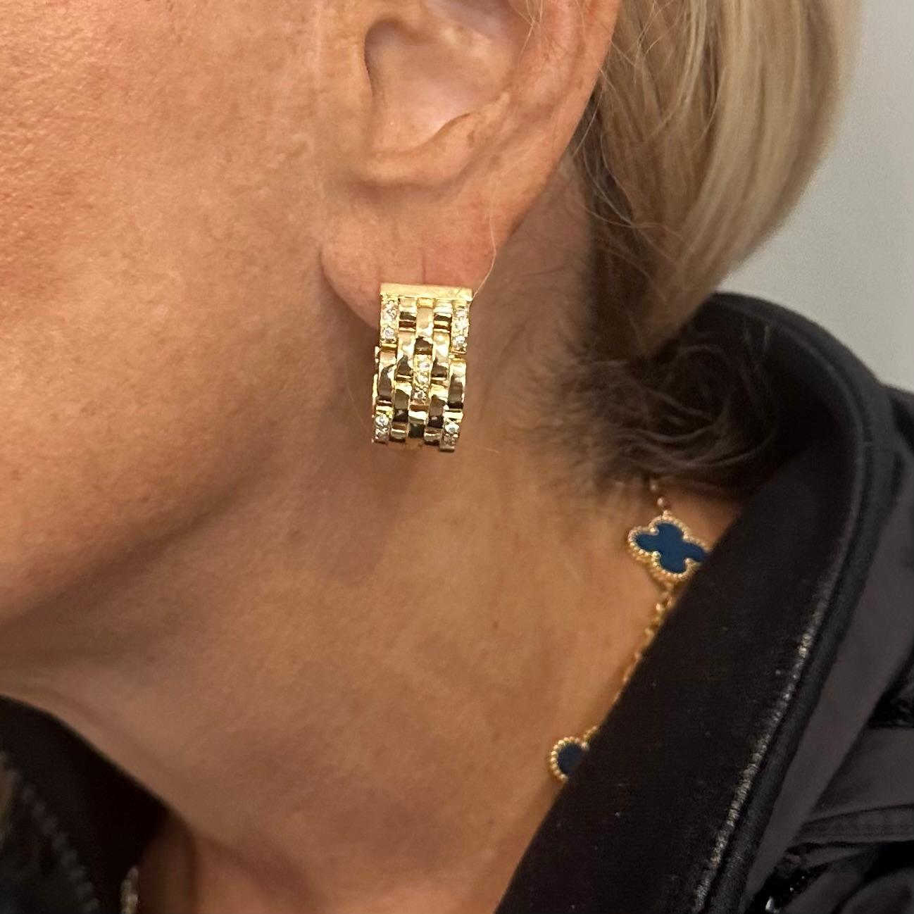 Orecchini Cartier Maillon Panthere Diamond 5 Row Hoop in oro giallo in vendita 12