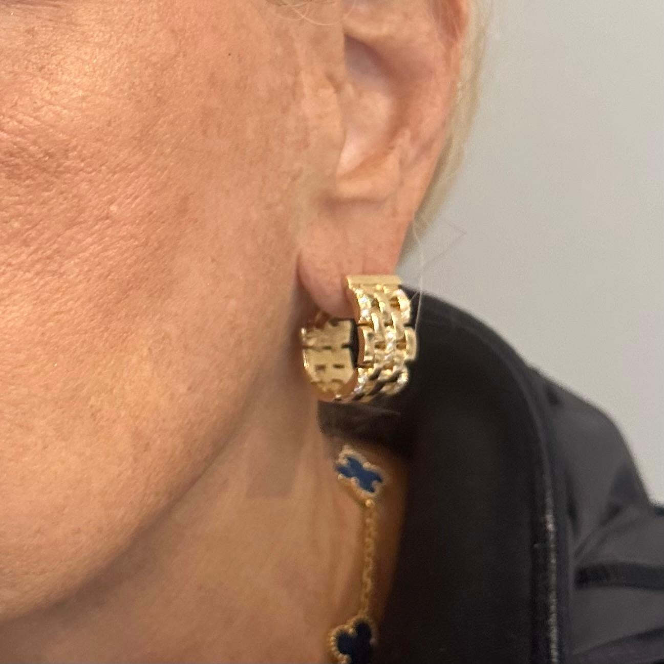 Orecchini Cartier Maillon Panthere Diamond 5 Row Hoop in oro giallo in vendita 13