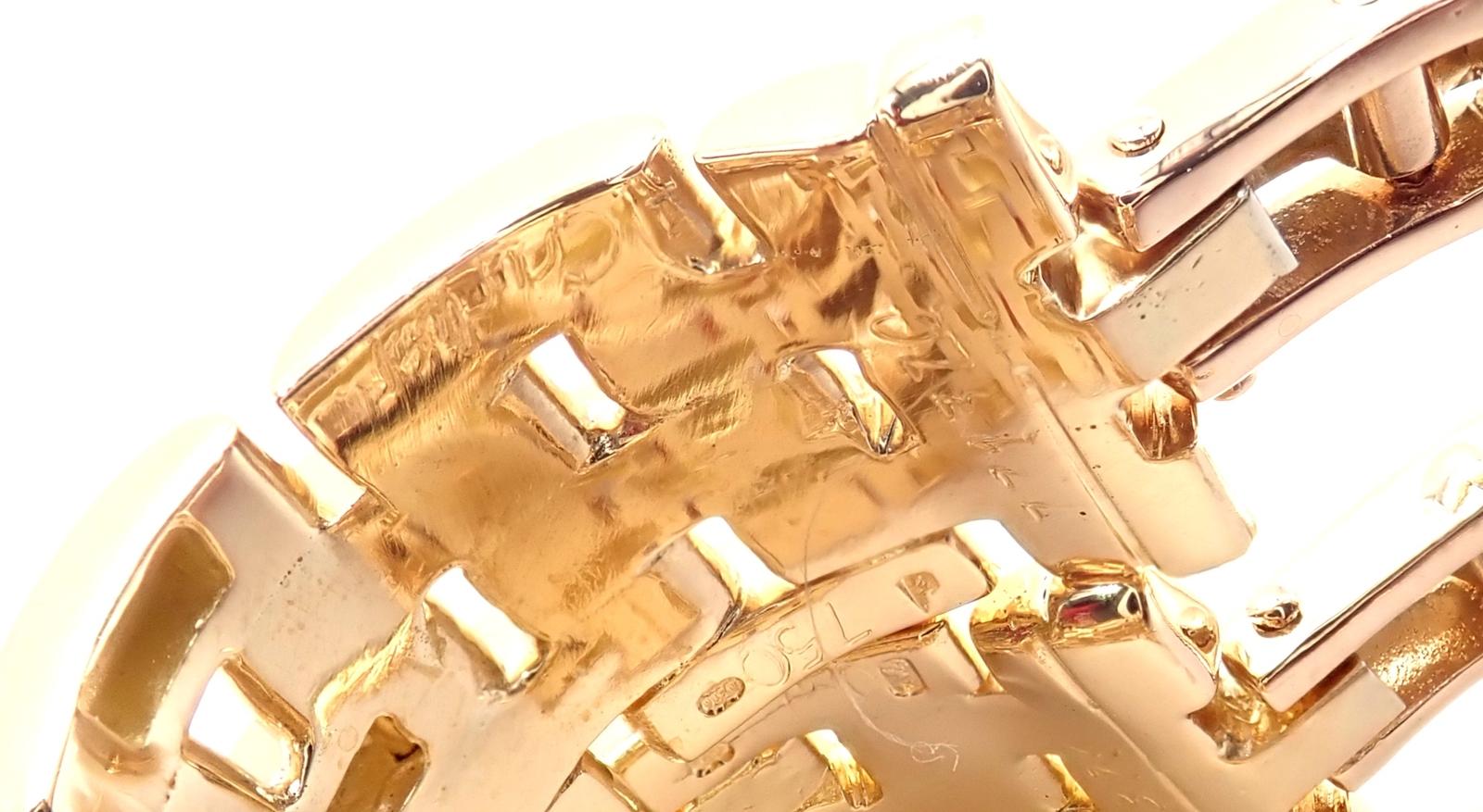 Cartier Maillon Panthere Diamond 5 Row Hoop Yellow Gold Earrings For Sale 3