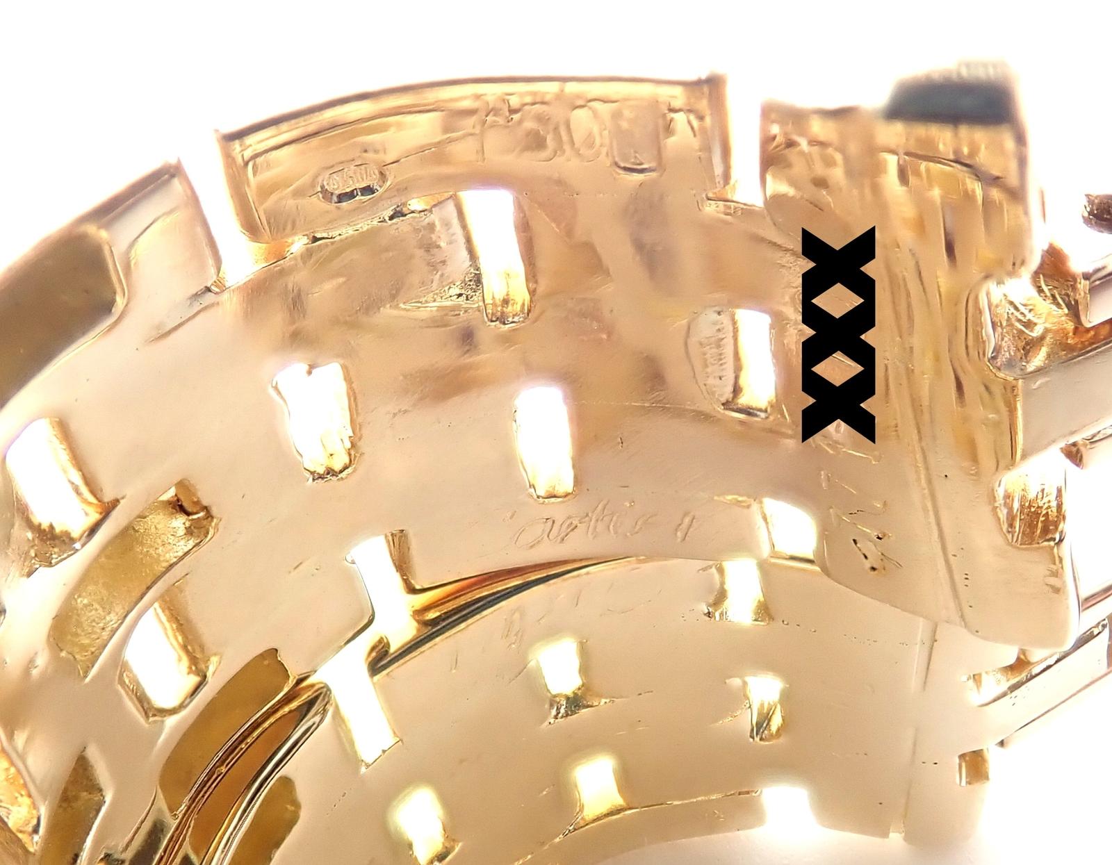 Cartier Maillon Panthere Diamond 5 Row Hoop Yellow Gold Earrings For Sale 4
