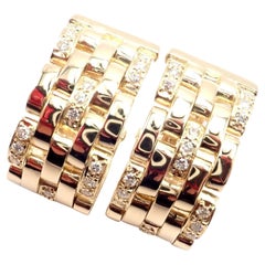 Cartier Maillon Panthere Diamant-Ohrringe aus Gelbgold mit 5 Reihen Creolen