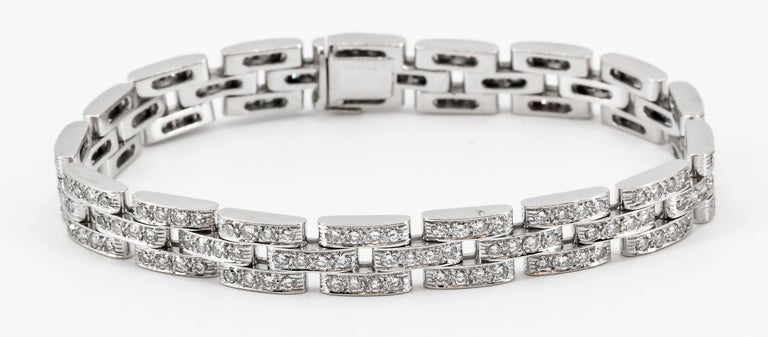 Cartier Maillon Panthere Diamond and White Gold Three-Row Link Bracelet ...