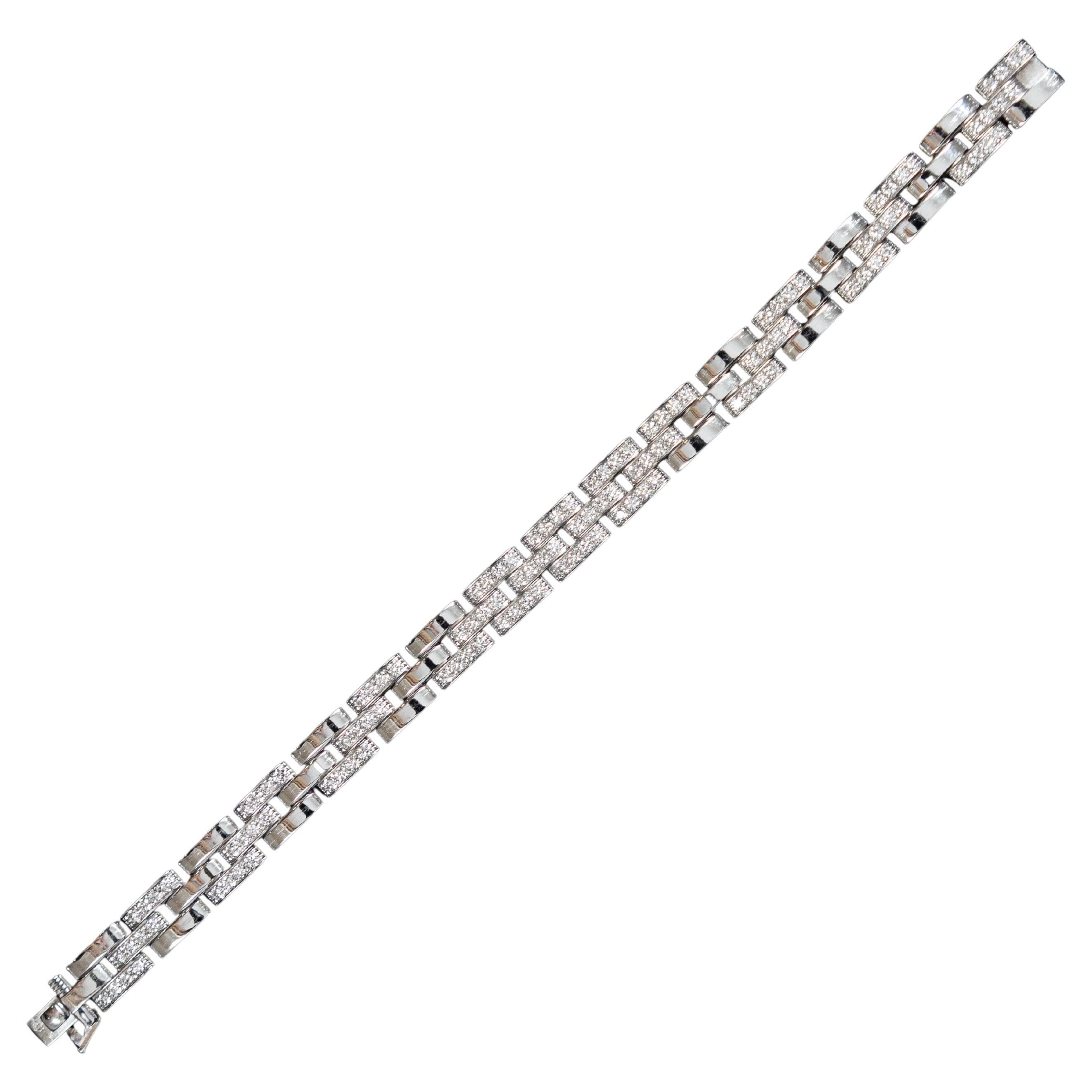 Cartier Maillon Panthère Diamond Bracelet 18K White Gold Full Set Box Papers