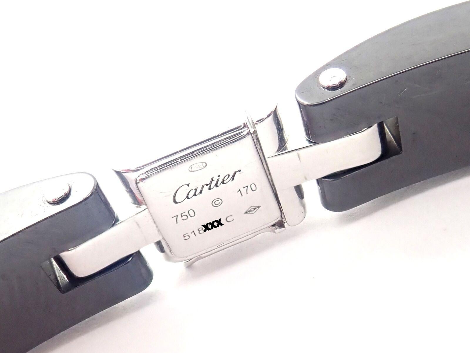 Cartier Bracelet à maillons panthère en or blanc et céramique avec diamants Excellent état - En vente à Holland, PA