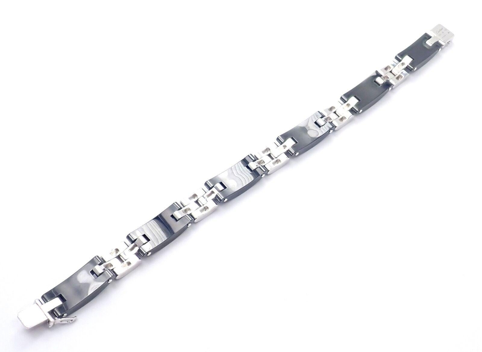 Cartier Maillon Panthere Diamond Ceramic White Gold Link Bracelet In Excellent Condition For Sale In Holland, PA