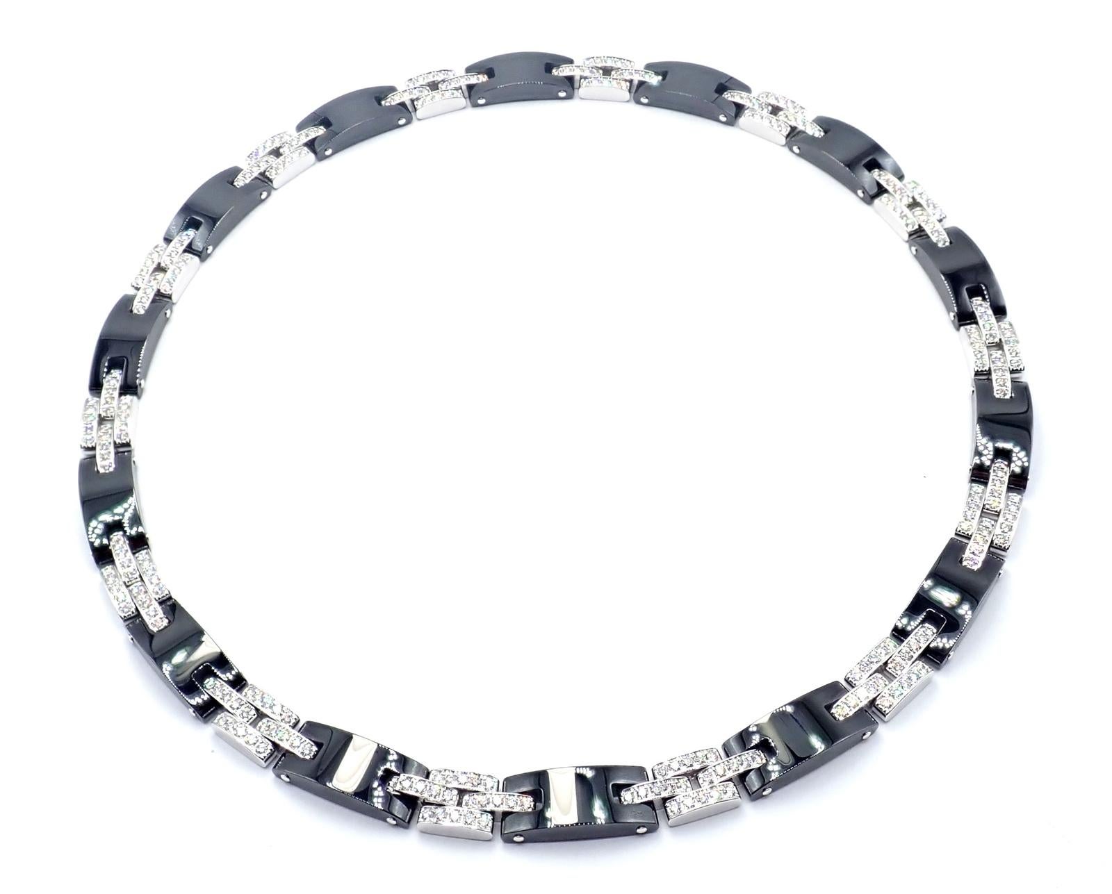 Collar Cartier Maillon Panthere Diamante Cerámica Oro Blanco Link Corte brillante en venta
