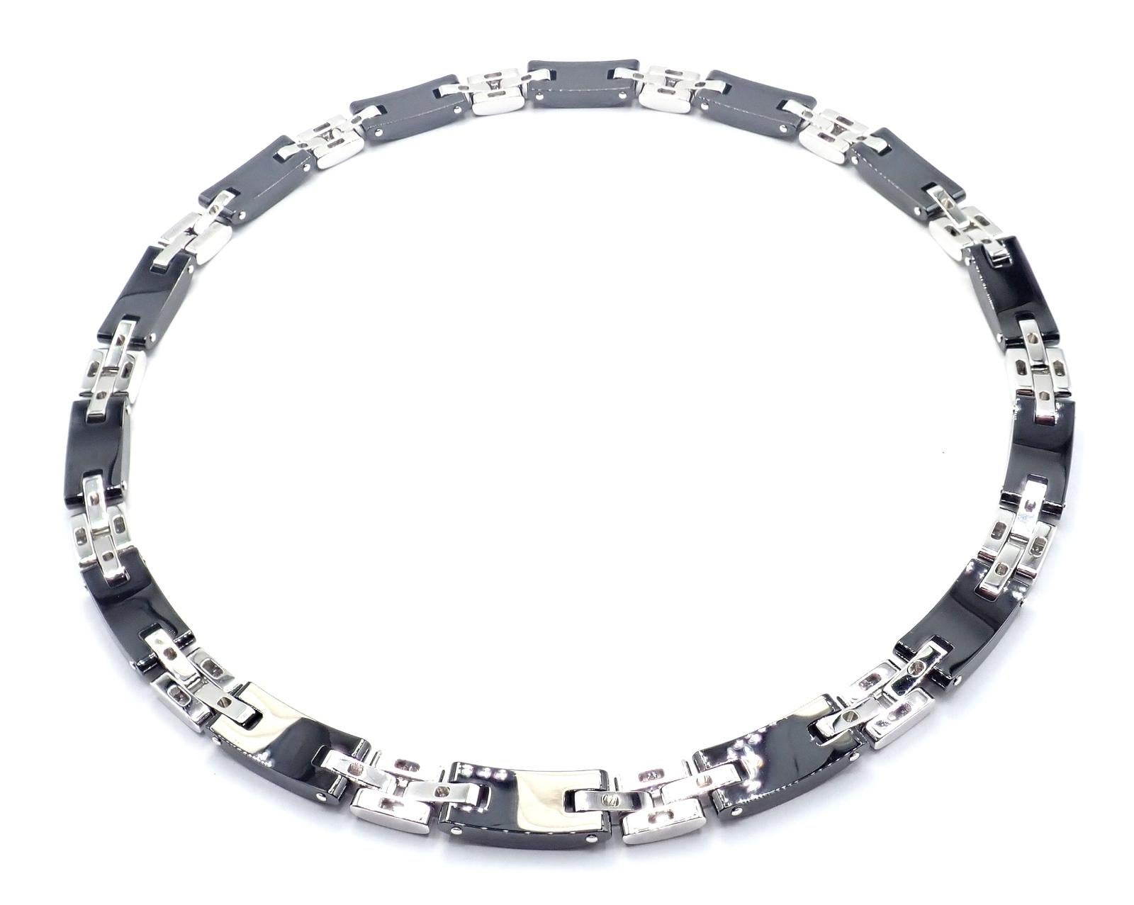 Collar Cartier Maillon Panthere Diamante Cerámica Oro Blanco Link en Excelente estado para la venta en Southampton, PA