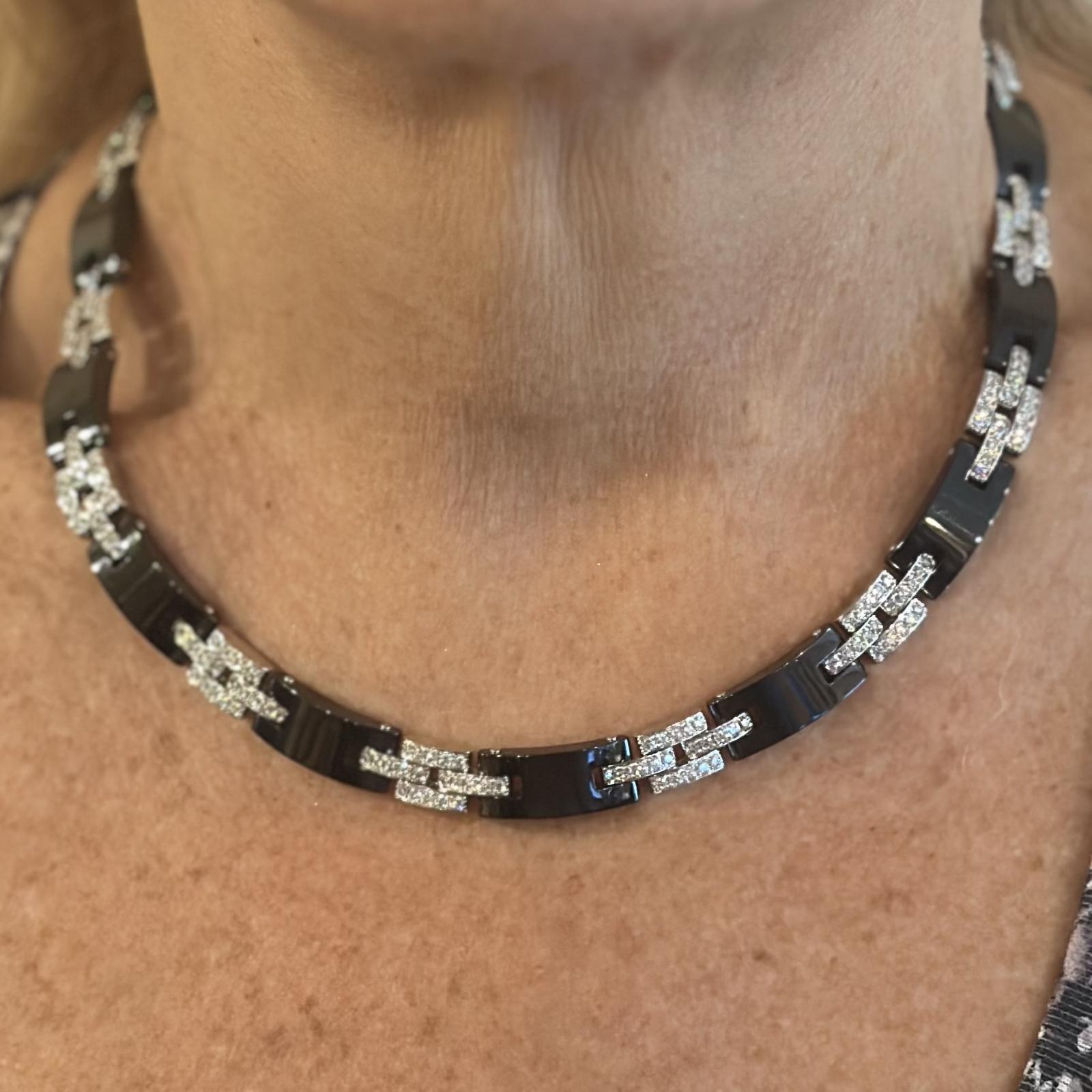 Collar Cartier Maillon Panthere Diamante Cerámica Oro Blanco Link en venta 4