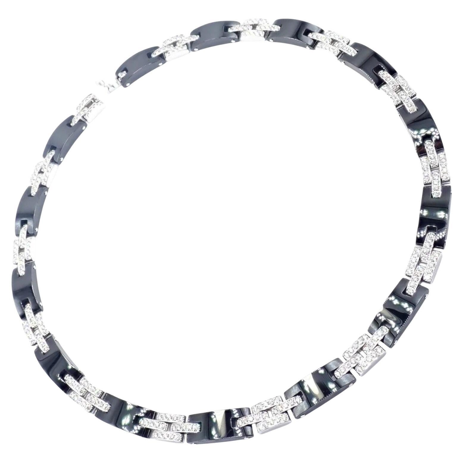 Collar Cartier Maillon Panthere Diamante Cerámica Oro Blanco Link en venta