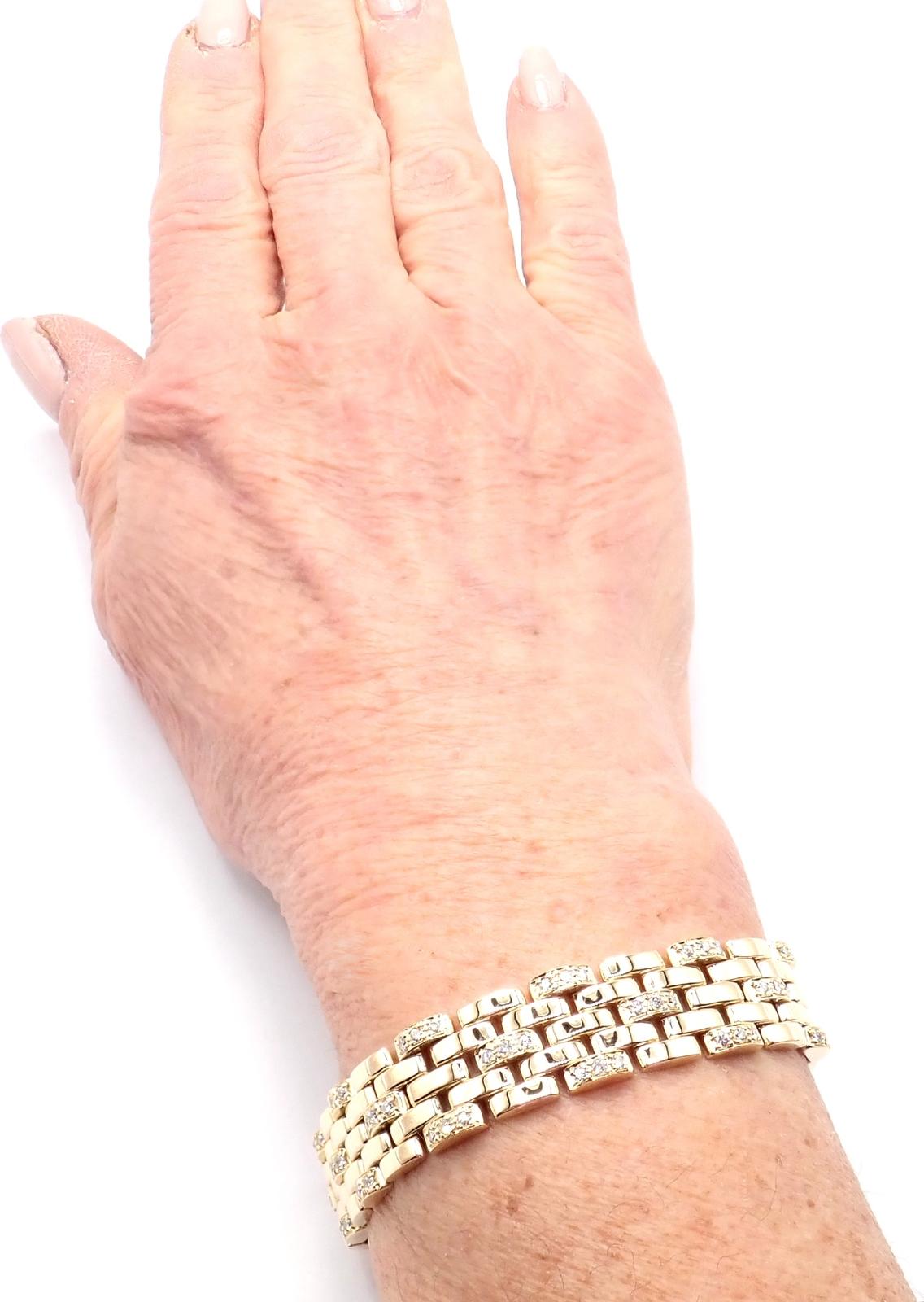 Cartier Bracelet maillon panthère en or à cinq rangées de diamants en vente 5
