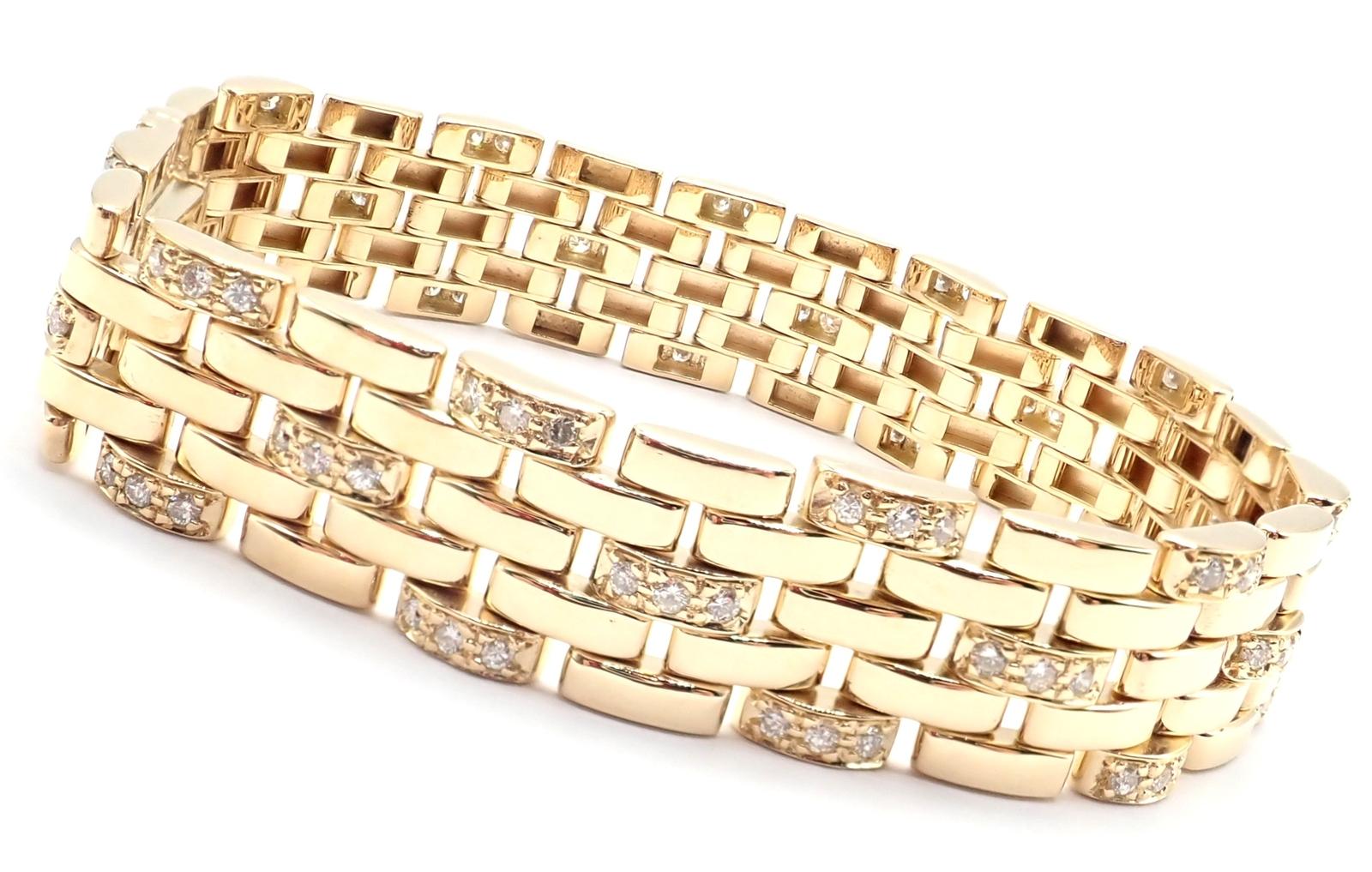 Cartier Bracelet maillon panthère en or à cinq rangées de diamants en vente 8