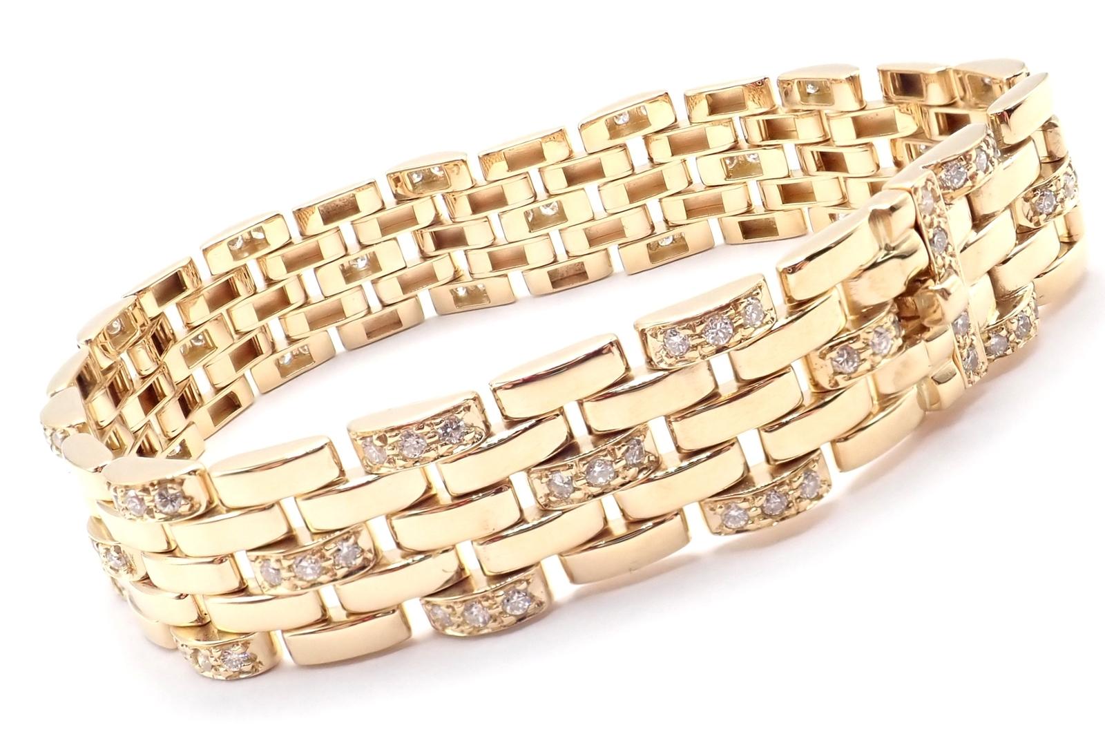 Cartier Bracelet maillon panthère en or à cinq rangées de diamants en vente 9