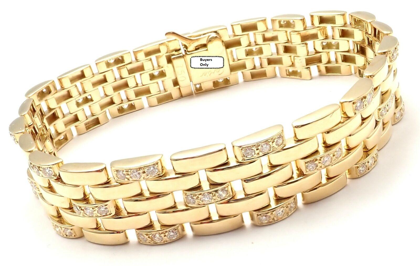 18k Yellow Gold 5 Row Maillon Panthere Diamond Link Bracelet by Cartier. 
With 104 round brilliant cut diamonds VVS1 clarity, E color total weight 
approximately 3.12ct
This bracelet comes with Cartier service paper and a Cartier