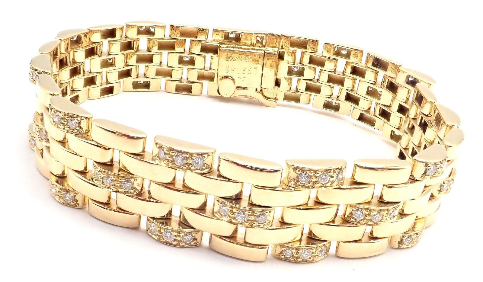 Brilliant Cut Cartier Maillon Panthere Diamond Five-Row Link Gold Bracelet