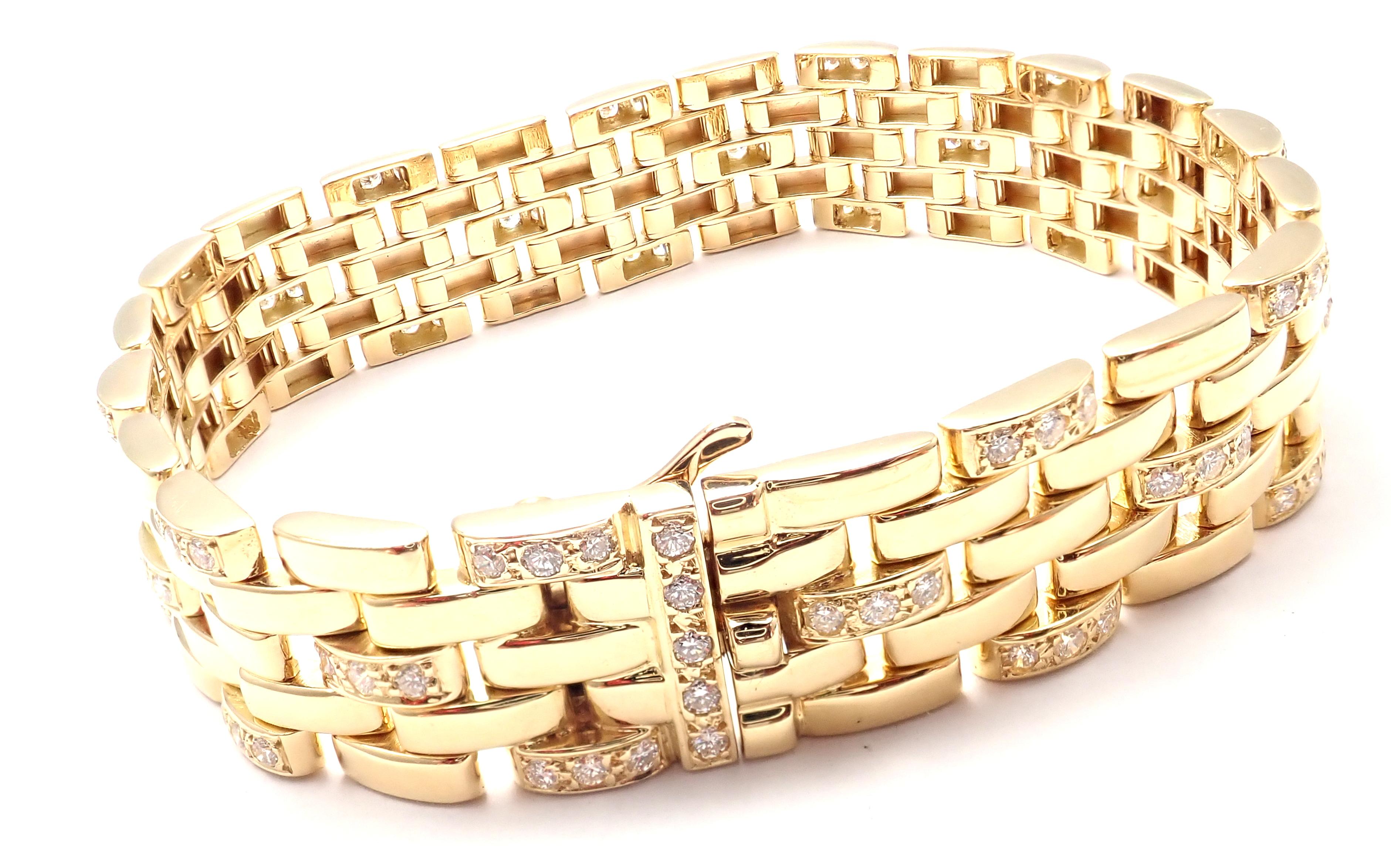 Cartier Bracelet maillon panthère en or à cinq rangées de diamants Excellent état à Southampton, PA