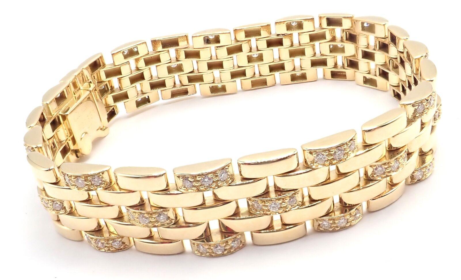 Cartier Maillon Panthere Diamond Five-Row Link Gold Bracelet In Excellent Condition In Southampton, PA