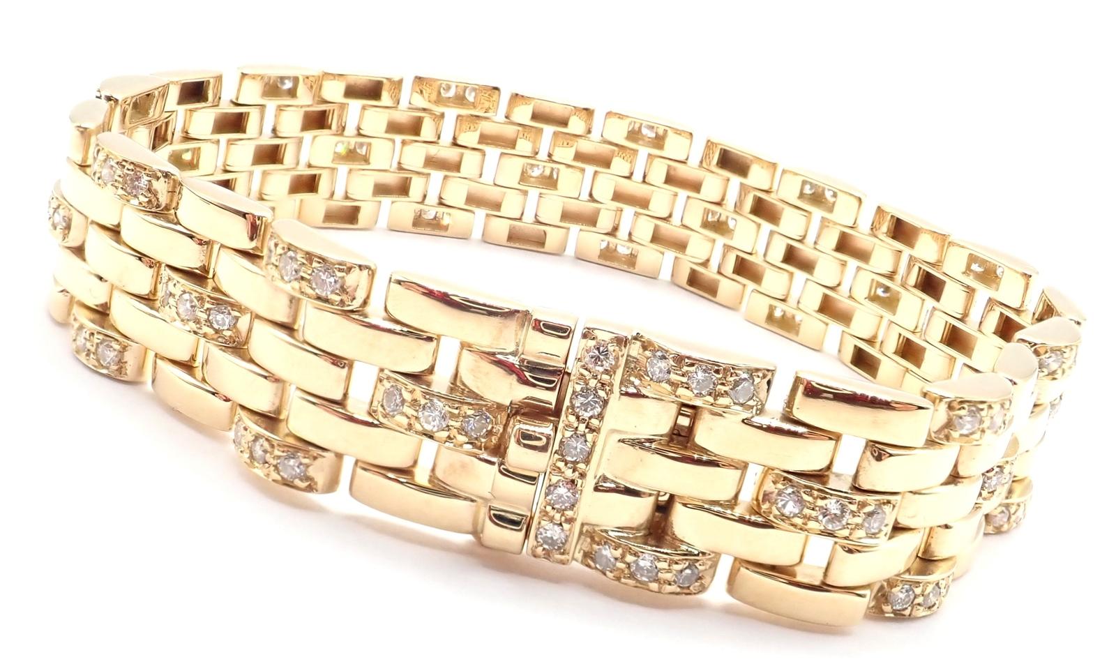 Cartier Bracelet maillon panthère en or à cinq rangées de diamants Excellent état - En vente à Holland, PA