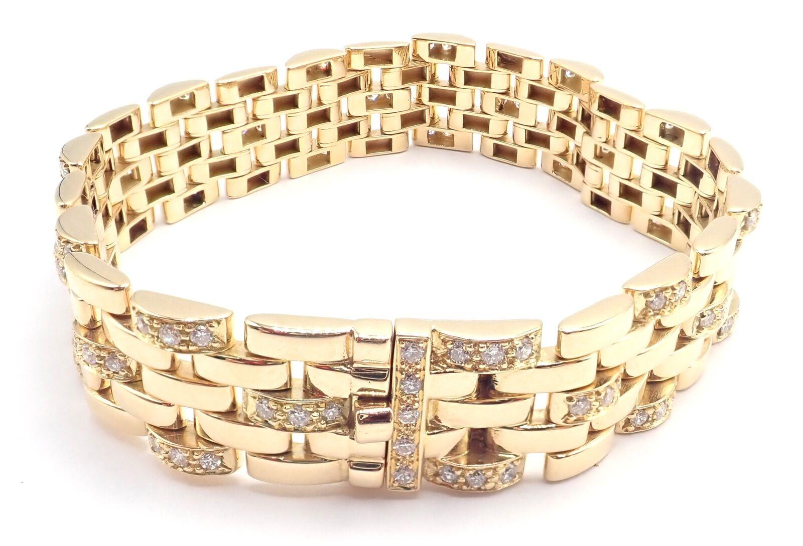 Women's or Men's Cartier Maillon Panthere Diamond Five-Row Link Gold Bracelet