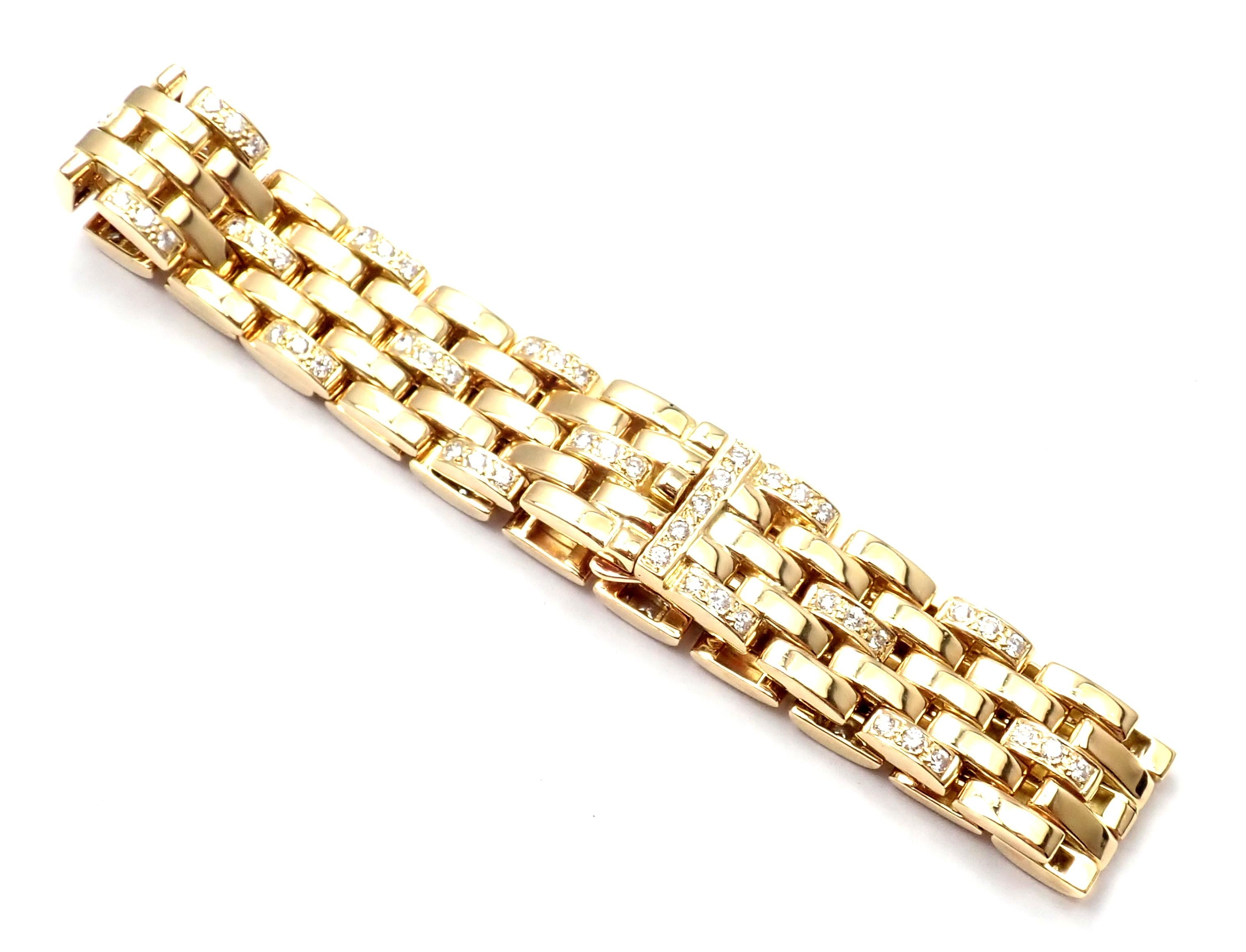 Cartier Maillon Panthere Diamond Five-Row Link Gold Bracelet In Excellent Condition In Holland, PA