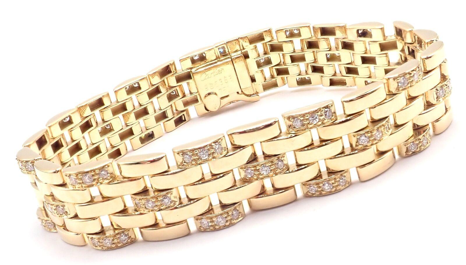 Cartier Maillon Panthere Diamond Five-Row Link Gold Bracelet 2