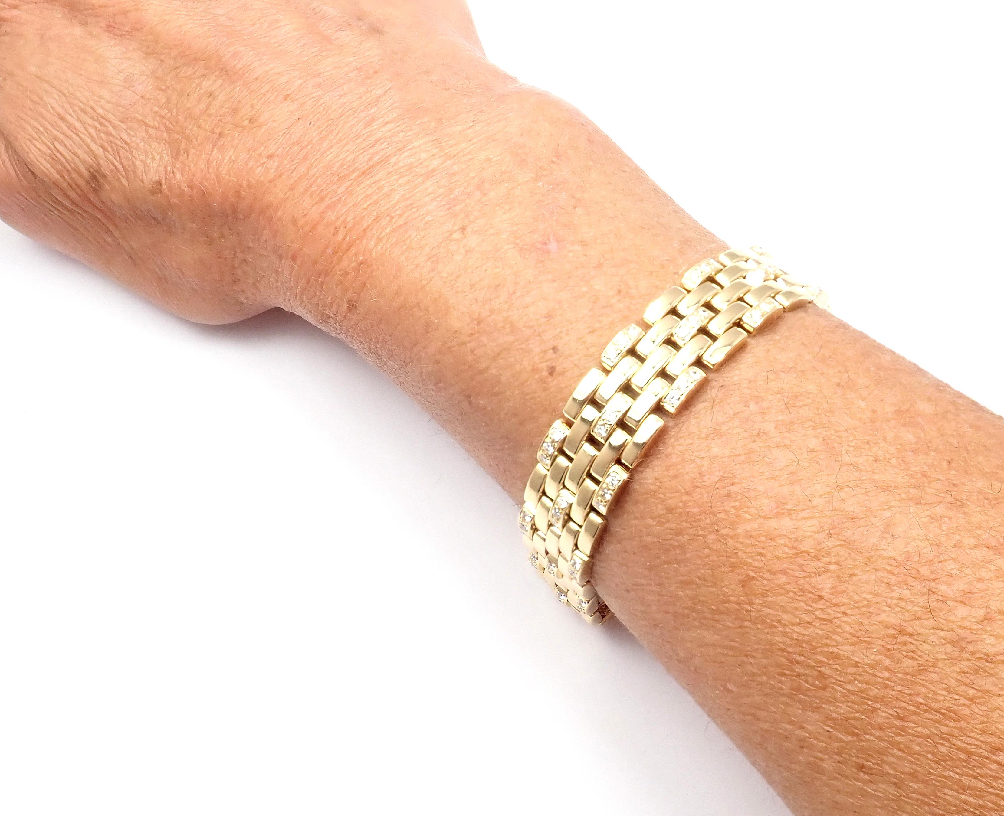 Women's or Men's Cartier Maillon Panthere Diamond Five-Row Link Gold Bracelet