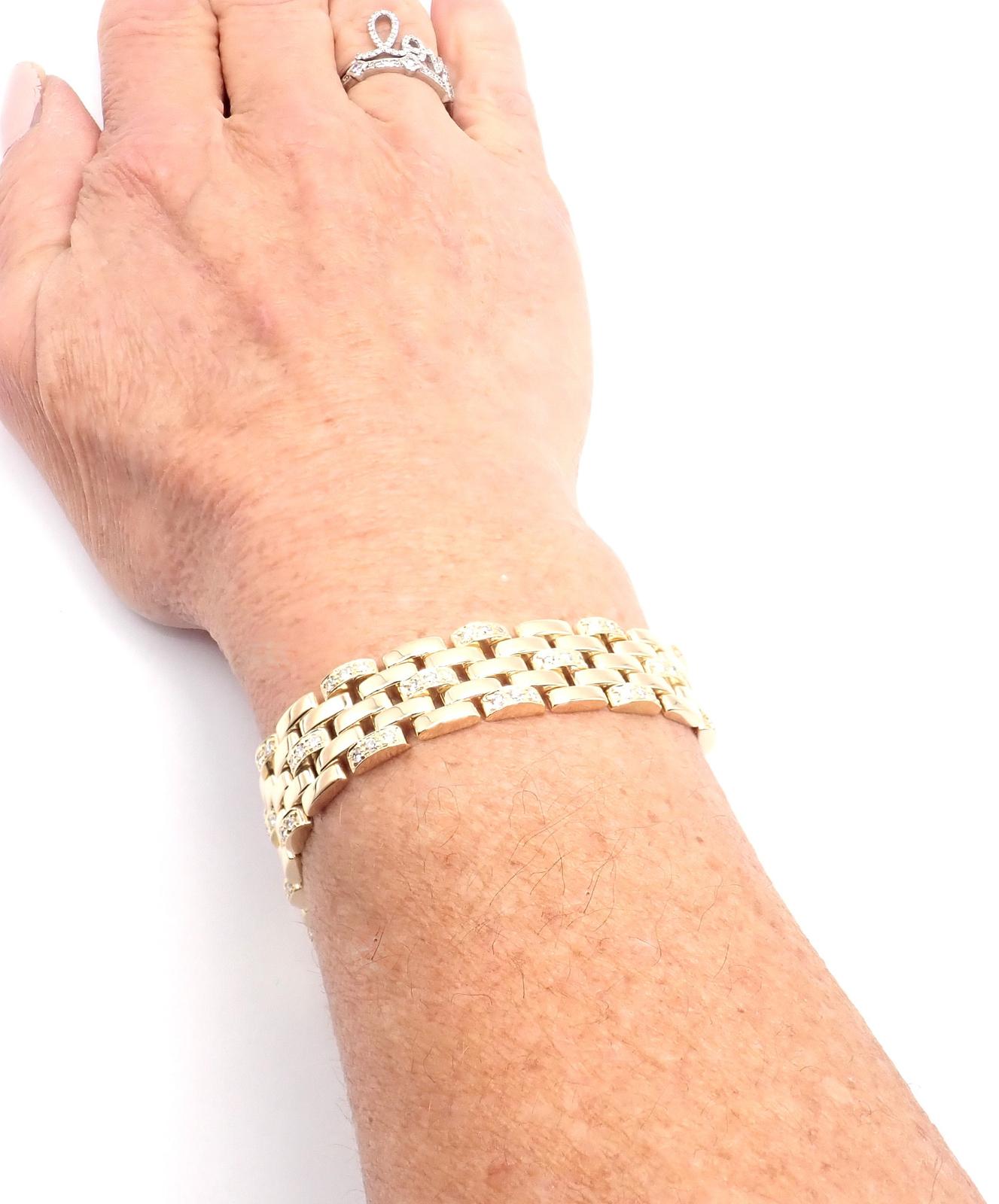 Cartier Bracelet maillon panthère en or à cinq rangées de diamants en vente 3