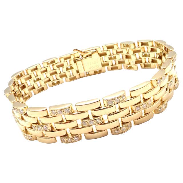 Cartier Maillon Panthere Diamond Five-Row Link Gold Bracelet at 1stDibs ...