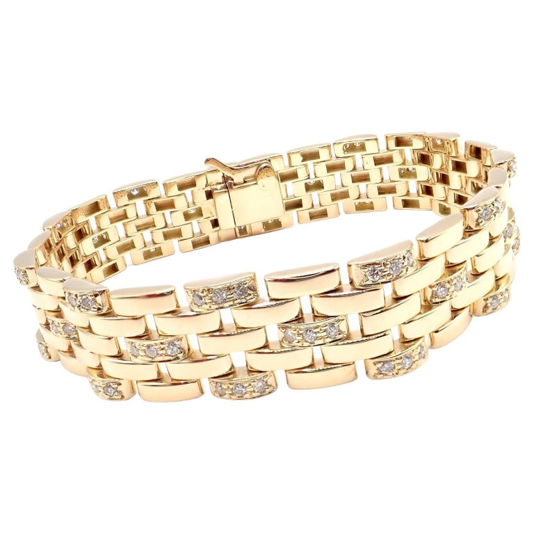 Cartier Maillon Panthere Diamond Five-Row Link Gold Bracelet For Sale at  1stDibs
