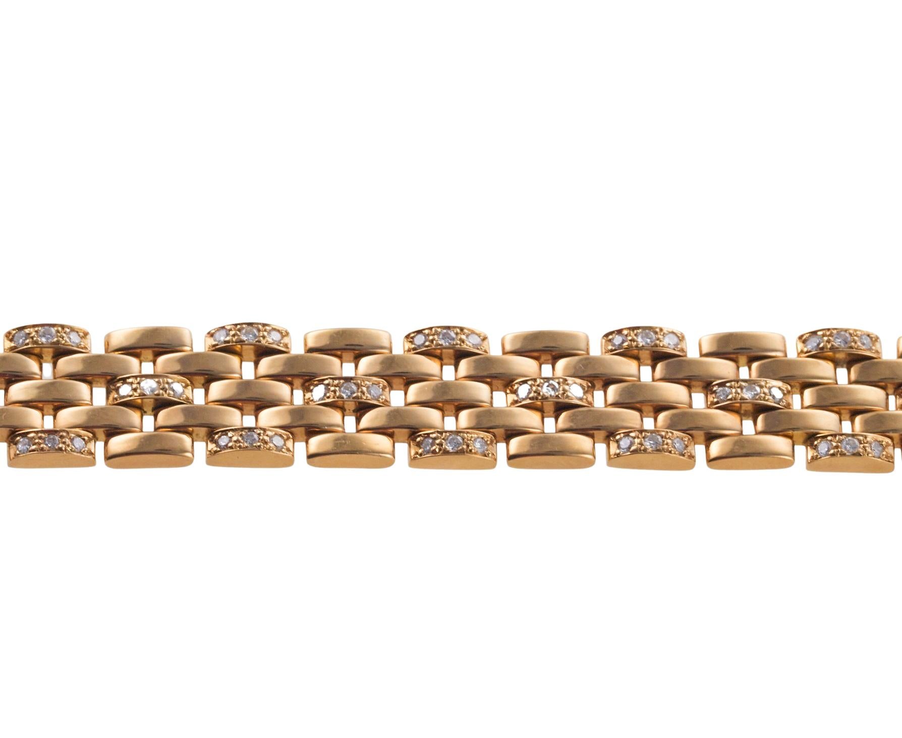 Cartier Maillon Panthere Diamond Gold Bracelet In Excellent Condition In New York, NY