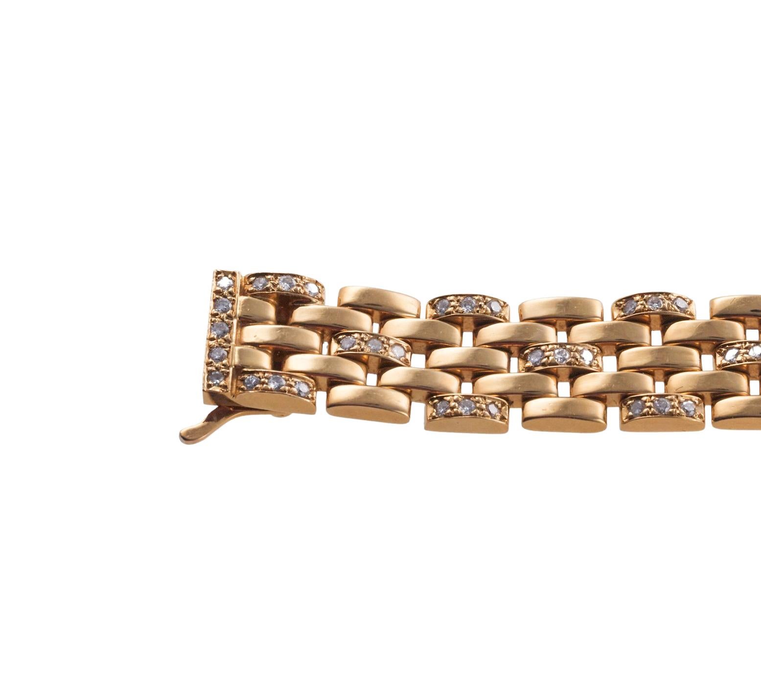 Women's or Men's Cartier Maillon Panthere Diamond Gold Bracelet