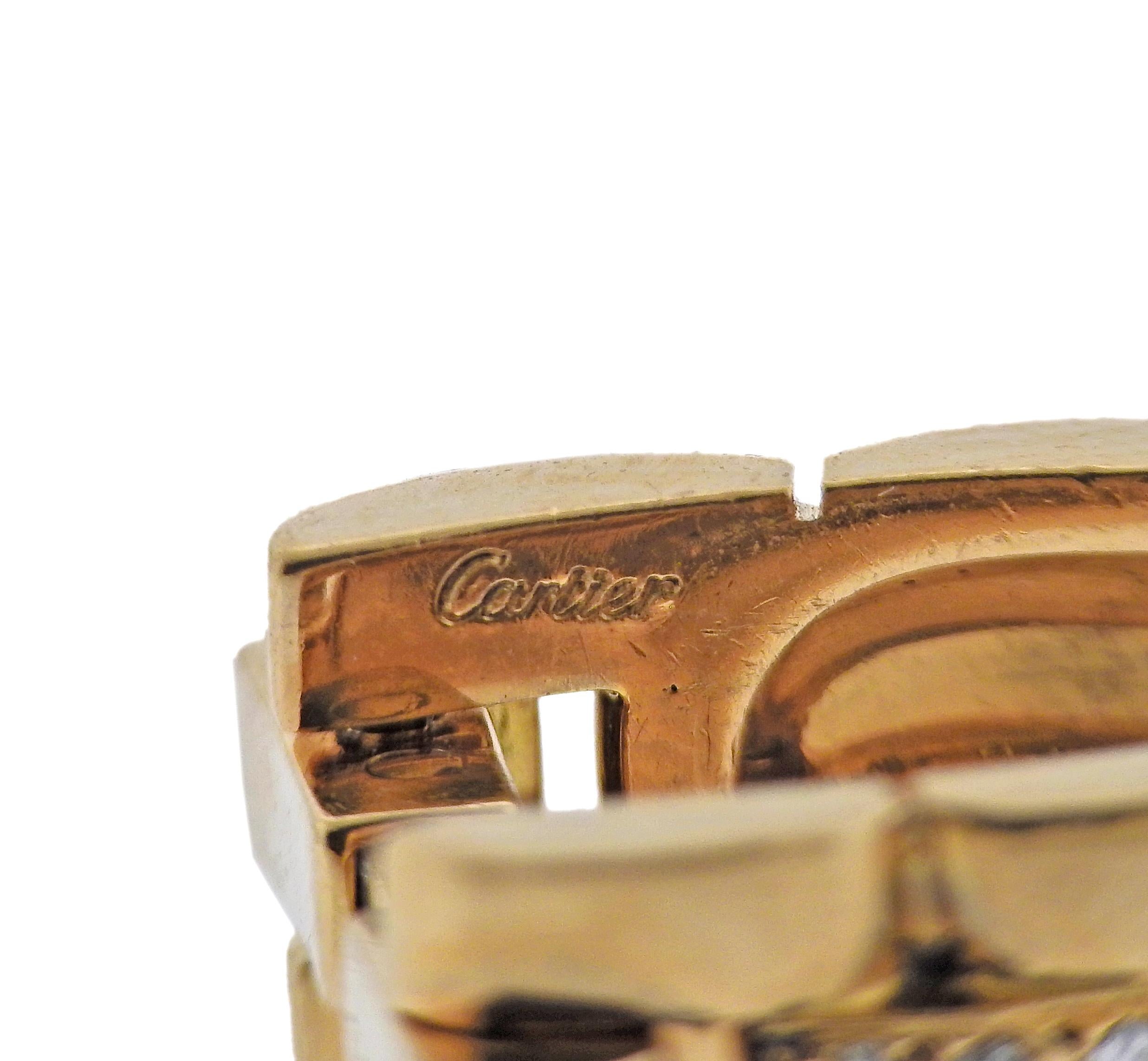 Cartier Maillon Panthere Manschettenknöpfe mit Diamanten in Gold mit Steigbügel im Zustand „Hervorragend“ im Angebot in New York, NY