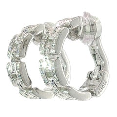 Orecchini a cerchio Cartier Maillon Panthère con diamanti, vintage, in oro bianco 18 carati, con certificati