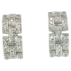 Orecchini a cerchio Cartier Maillon Panthère con diamanti, vintage, in oro bianco 18 carati, con certificati