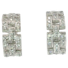 Cartier Maillon Panthère Diamond Hoop Earrings Vintage 18K White Gold W/ Papers