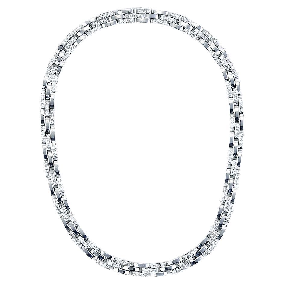 Cartier Maillon Panthere Diamond Necklace 3 Rows 18K White Gold - Circa 1996